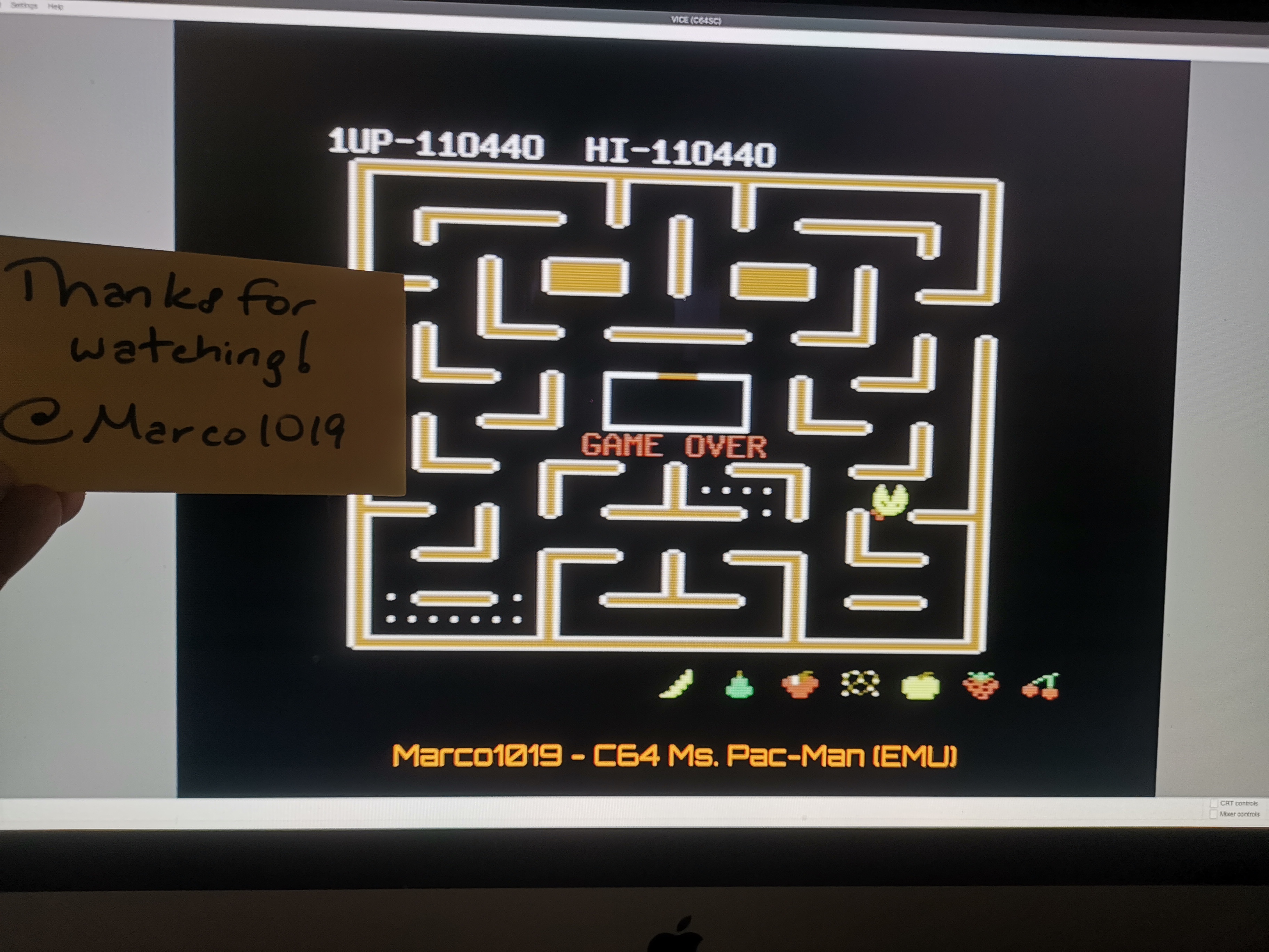 Marco1019: Ms. Pac-Man [Pear Start] (Commodore 64 Emulated) 110,440 points on 2021-01-27 20:01:12