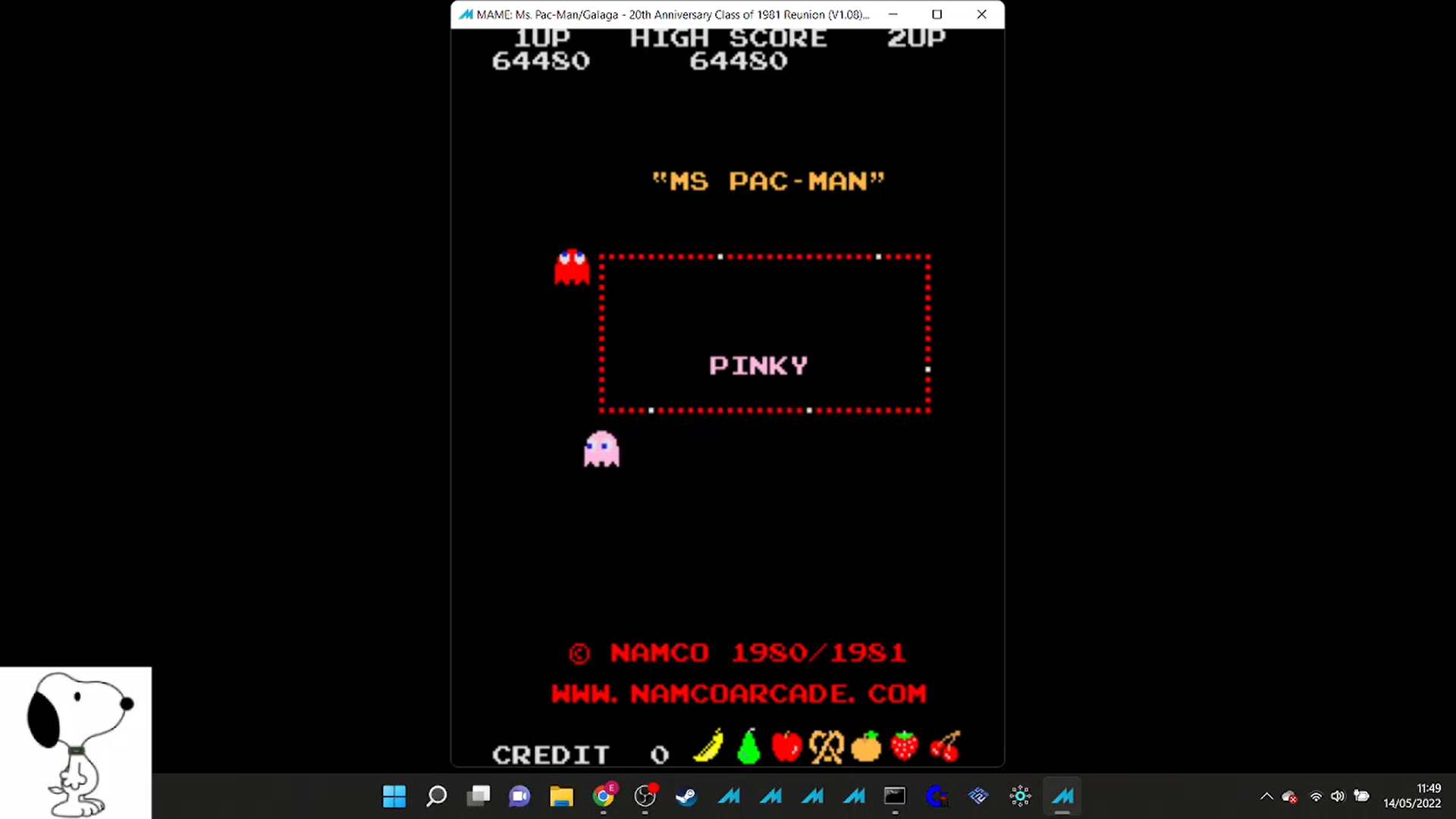 evan04: Ms. Pacman/Galaga: Class of 1981: Ms. Pac-Man [20pacgal] (Arcade Emulated / M.A.M.E.) 64,480 points on 2022-05-14 04:56:44