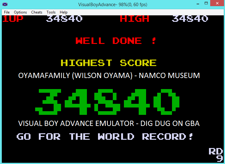 oyamafamily: Namco Museum: Dig Dug (GBA Emulated) 34,840 points on 2016-05-22 11:43:59