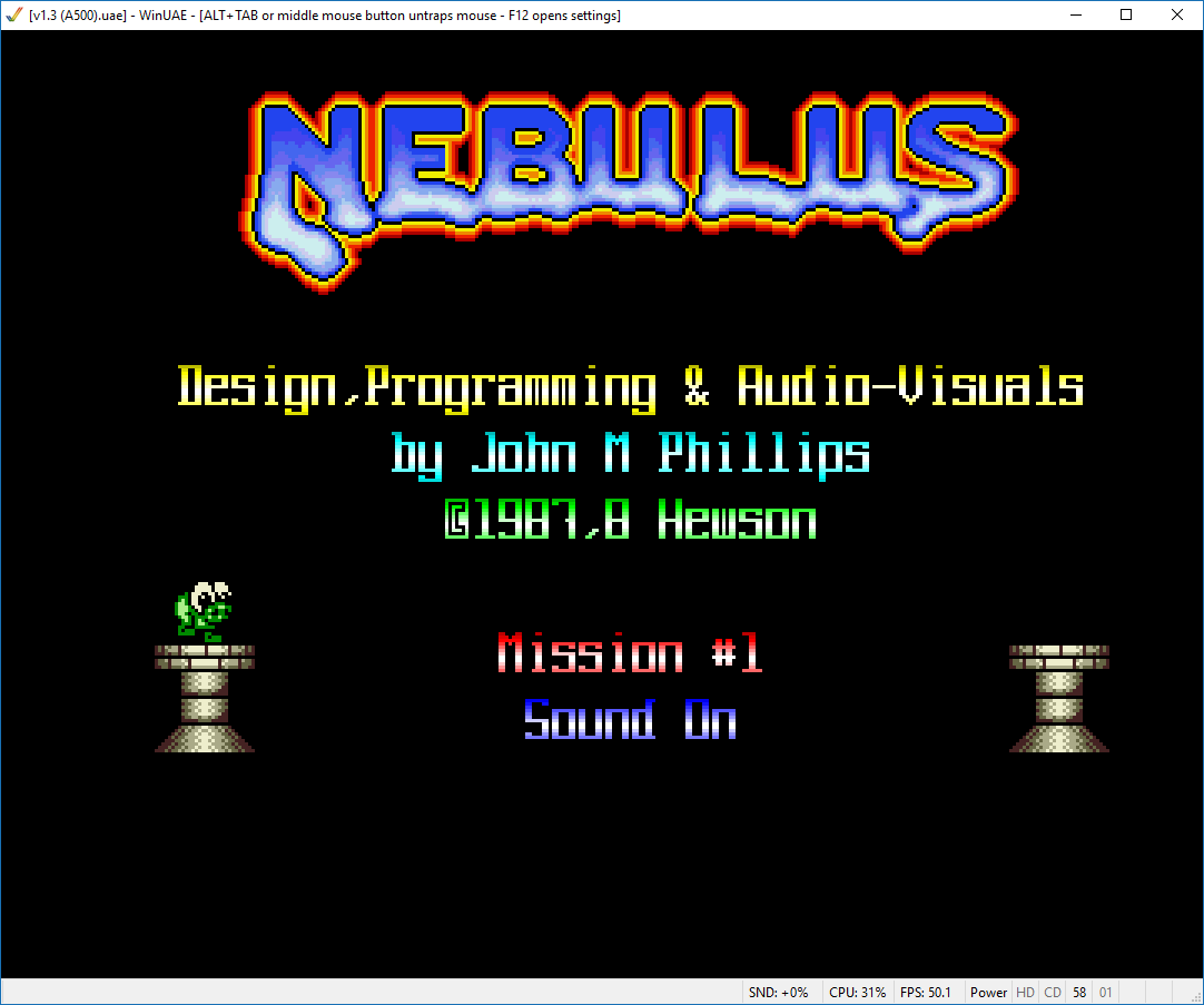 Benzi: Nebulus [Mission 1] (Amiga Emulated) 14,478 points on 2016-08-19 07:35:51