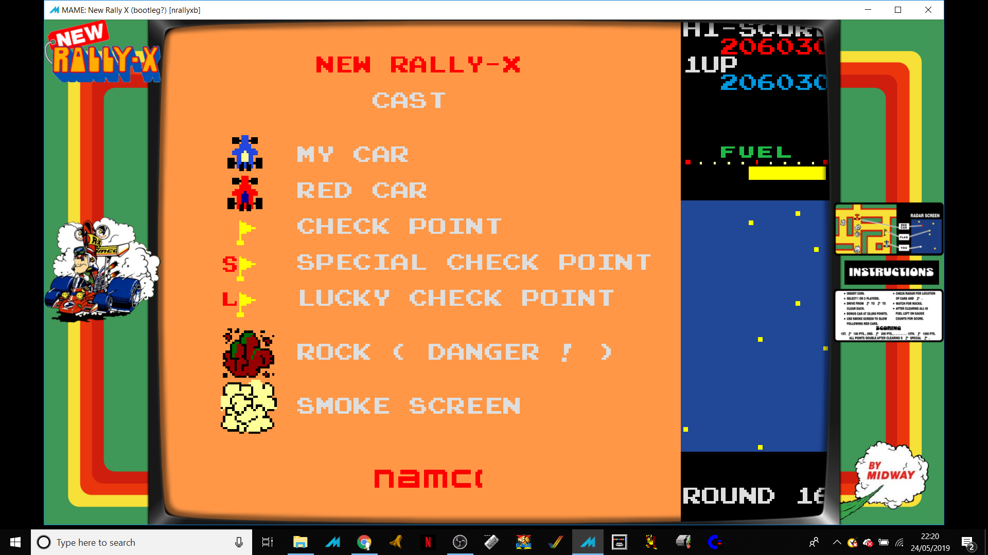 Ivanstorm1973: New Rally X (Arcade Emulated / M.A.M.E.) 206,030 points on 2019-05-27 14:29:03