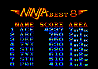 Dumple: Ninja Combat [ncombat] (Arcade Emulated / M.A.M.E.) 4,237 points on 2020-01-18 15:44:59