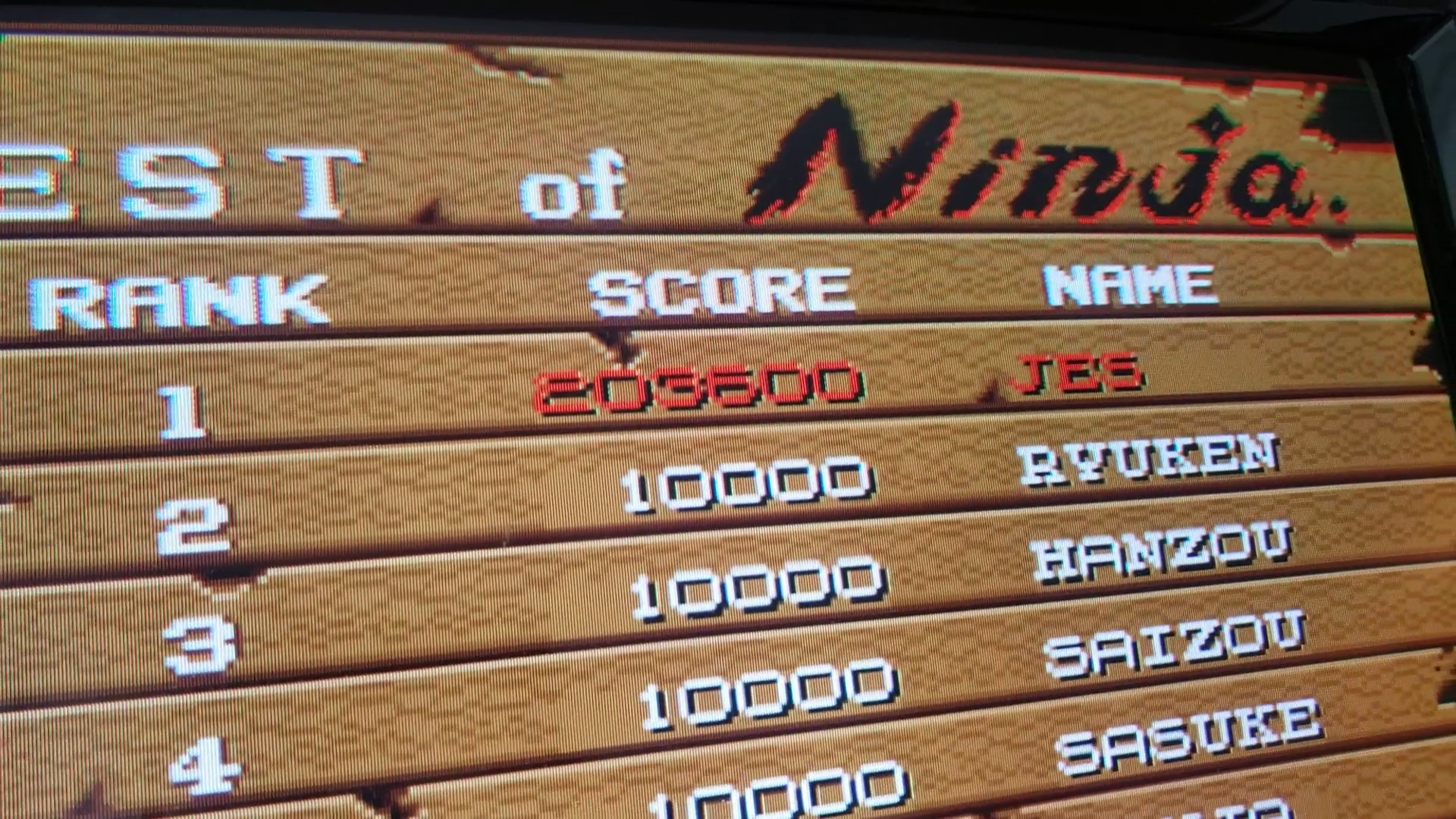 JES: Ninja Gaiden (Arcade Emulated / M.A.M.E.) 203,600 points on 2021-03-02 18:32:14