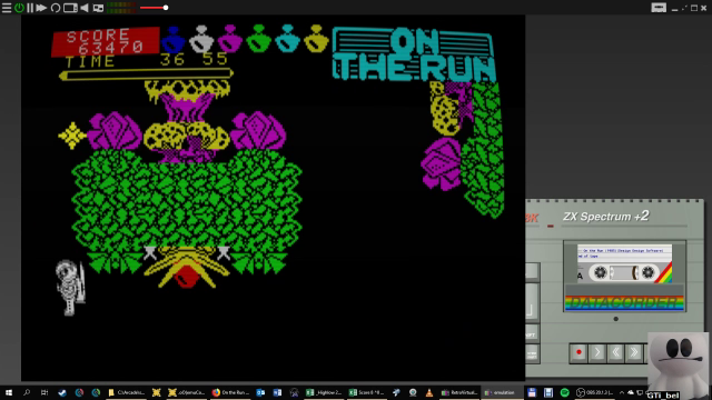 GTibel: On The Run [Flasks Collected * 1000 + Whole Minutes Left] (ZX Spectrum Emulated) 5,036 points on 2019-01-24 09:10:28
