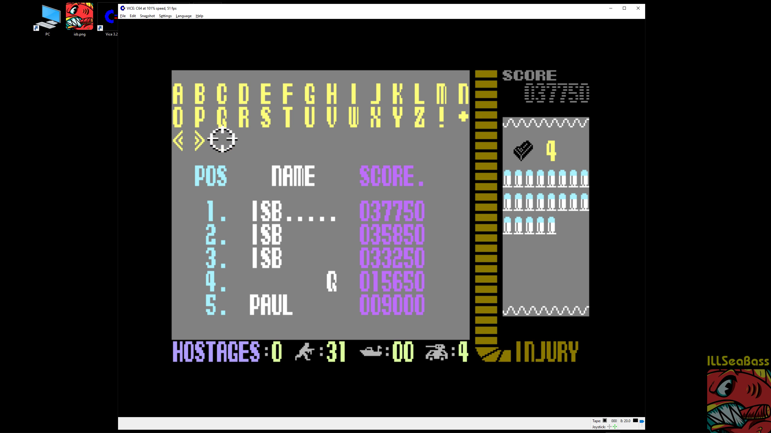 ILLSeaBass: Operation Wolf (Commodore 64 Emulated) 37,750 points on 2019-03-04 04:07:35