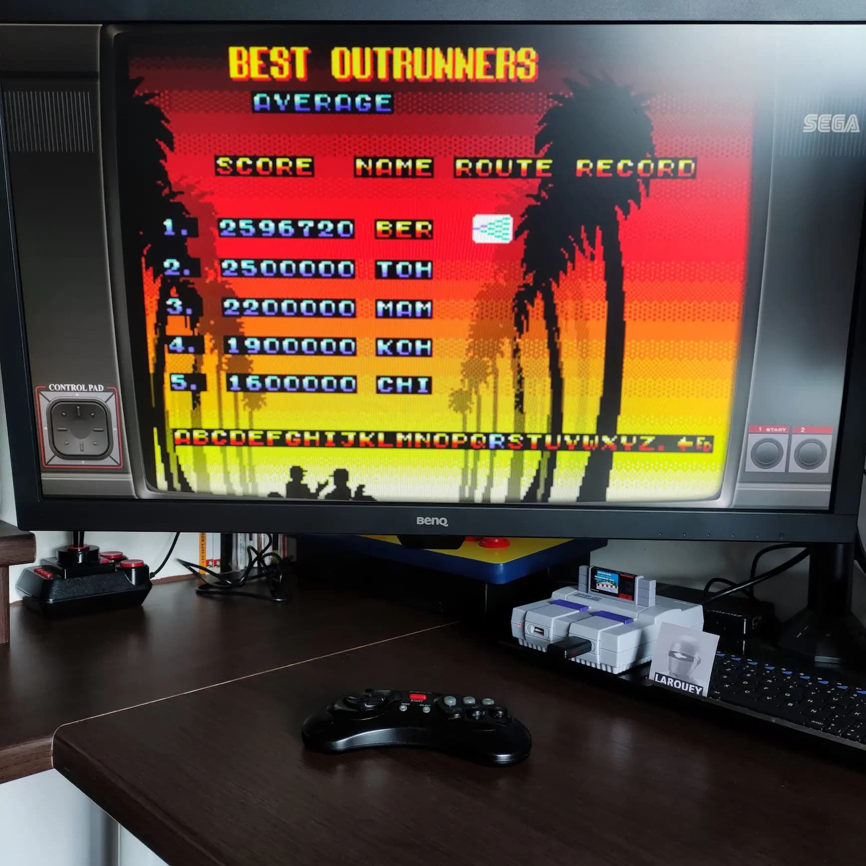 Larquey: OutRun 3D [Average] (Sega Master System Emulated) 2,596,720 points on 2022-07-30 01:26:57