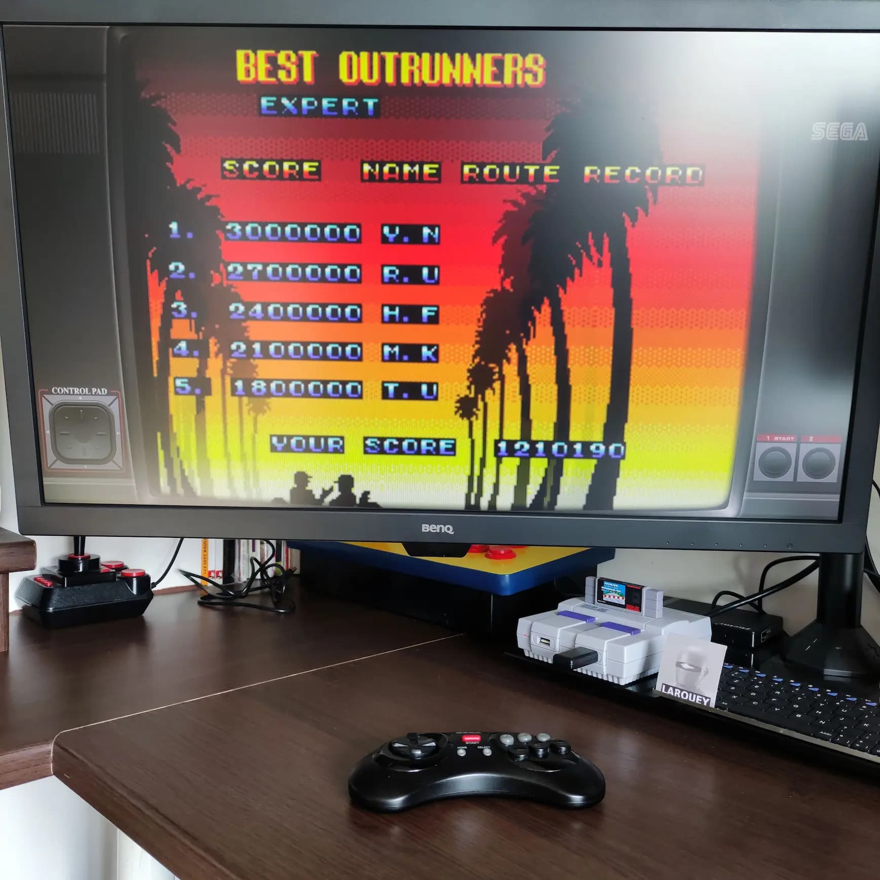 Larquey: OutRun 3D [Expert] (Sega Master System Emulated) 1,210,190 points on 2022-07-30 01:24:57