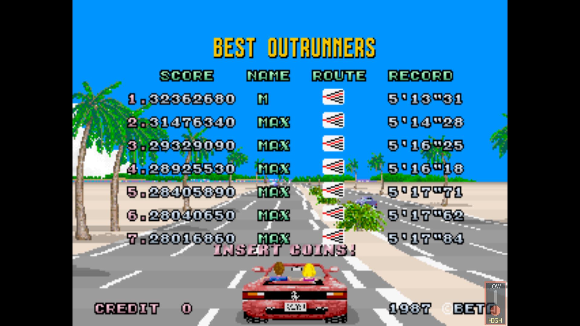 Maxwel: Outrun (Arcade Emulated / M.A.M.E.) 32,362,680 points on 2015-09-16 04:16:04