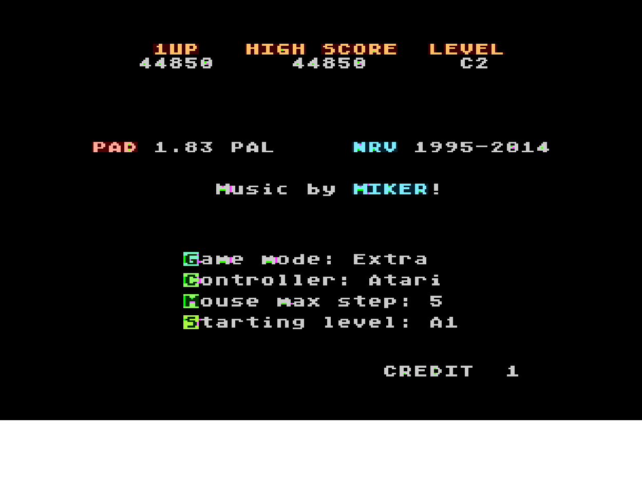 McKong: PAD V1.83 (Atari 400/800/XL/XE Emulated) 44,850 points on 2015-10-27 02:20:53