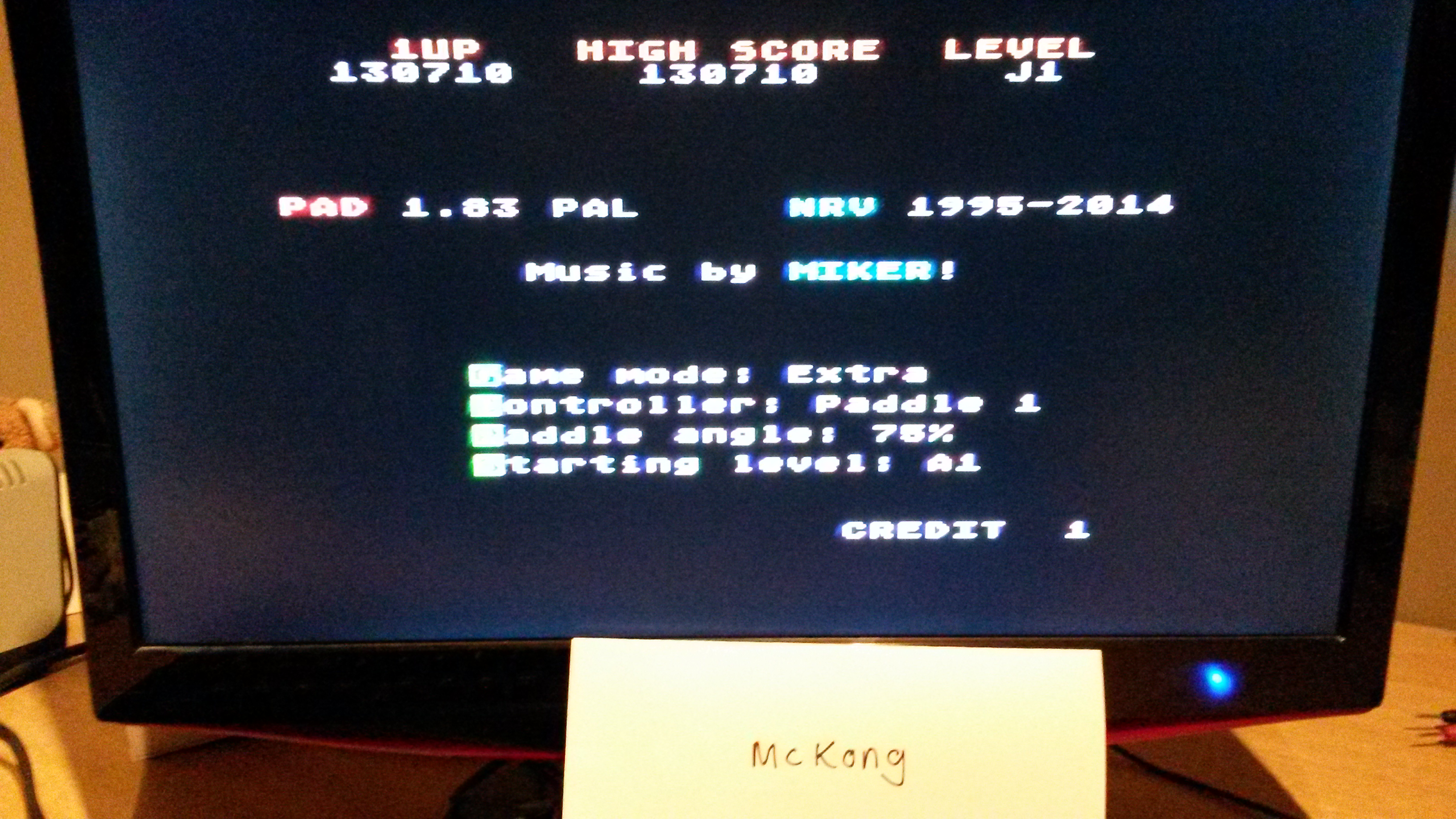 McKong: PAD V1.83 (Atari 400/800/XL/XE) 130,710 points on 2015-12-02 00:27:26
