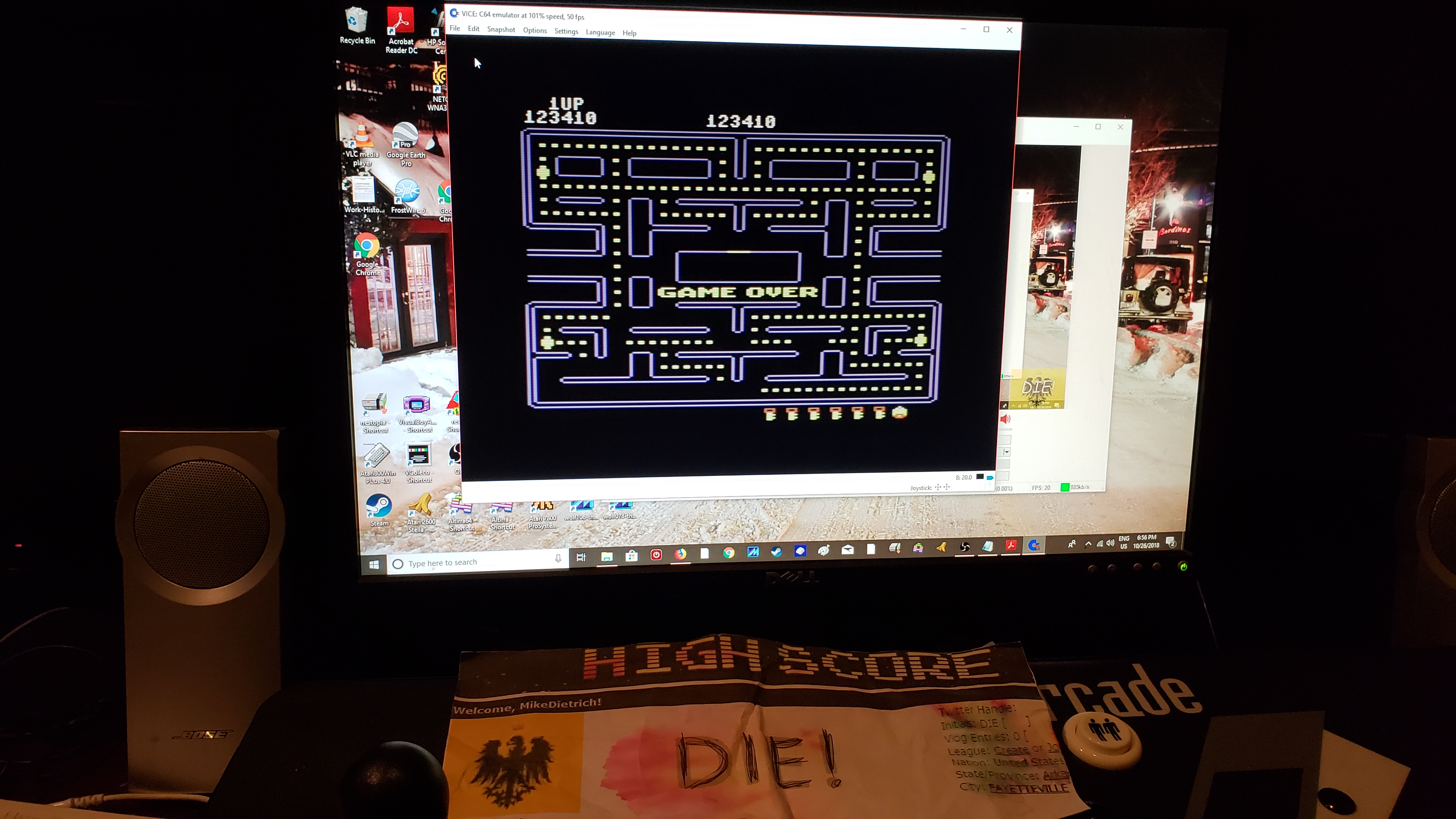MikeDietrich: Pac-Man [Apple start] (Commodore 64 Emulated) 123,410 points on 2018-10-26 18:06:36