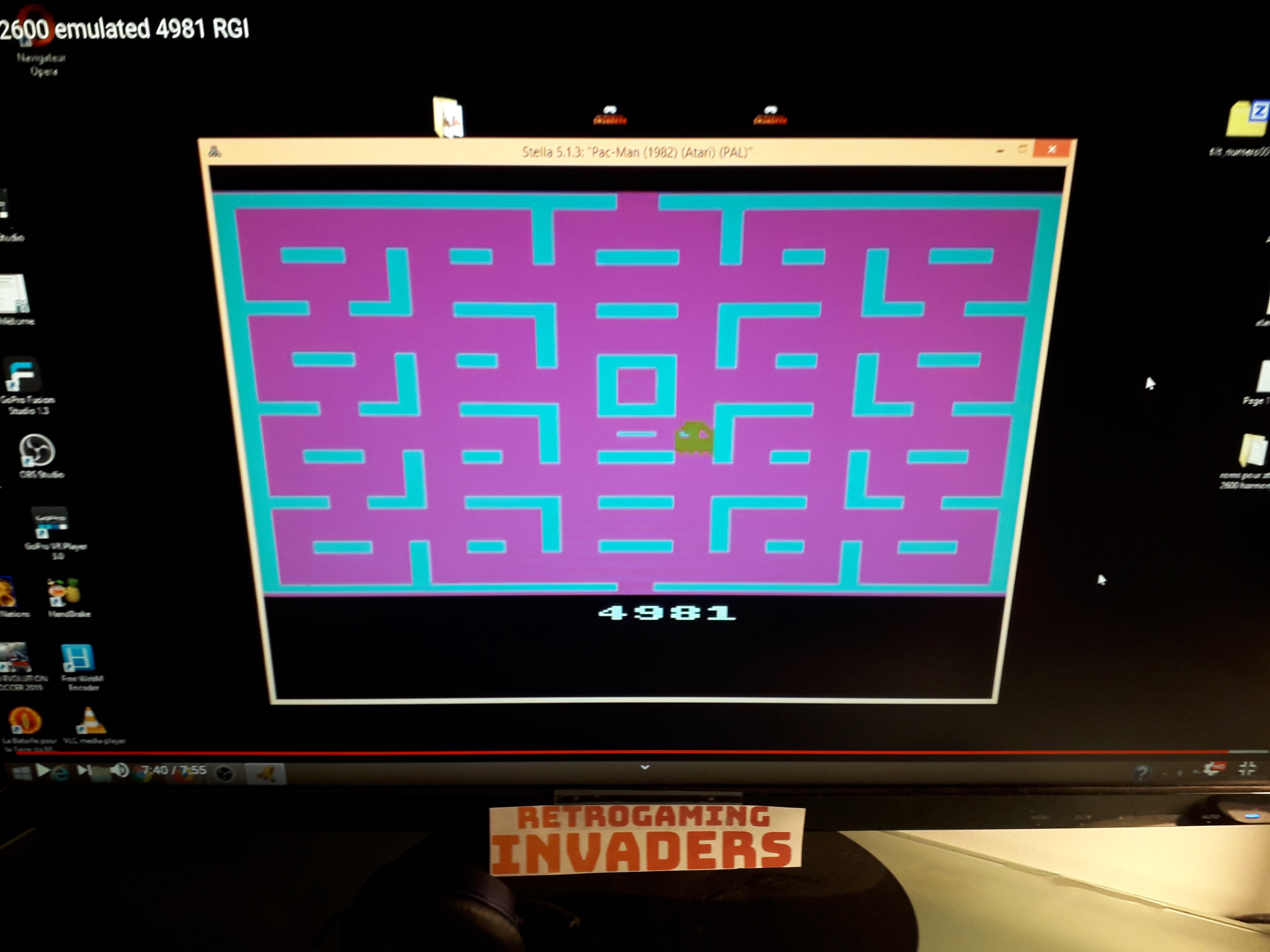 retrogaminginvaders: Pac-Man (Atari 2600 Emulated Novice/B Mode) 4,981 points on 2019-07-15 16:48:53