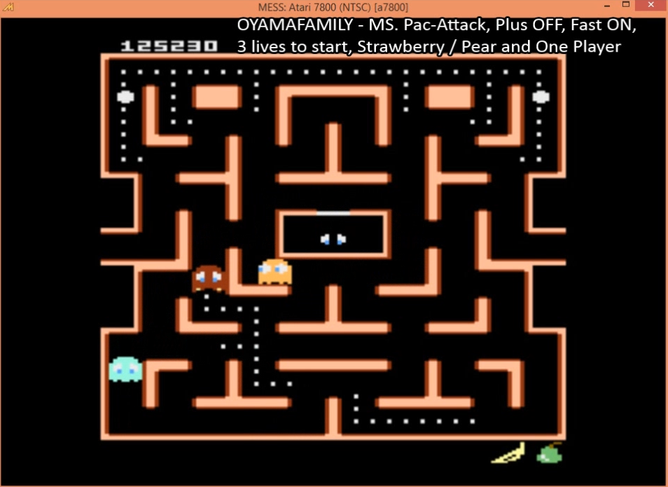 oyamafamily: Pac-Man Collection: Ms. Pac-Attack [Pear/Plus Off/Fast On] (Atari 7800 Emulated) 125,230 points on 2016-03-27 04:53:40