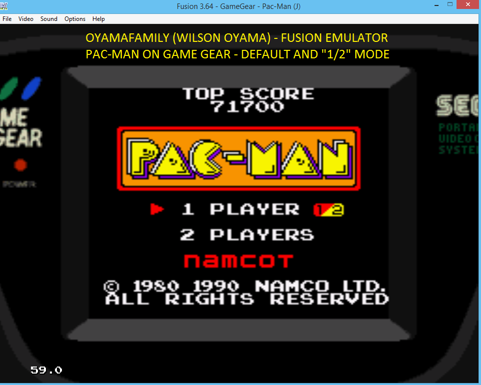oyamafamily: Pac-Man (Sega Game Gear Emulated) 71,700 points on 2016-06-05 10:58:08