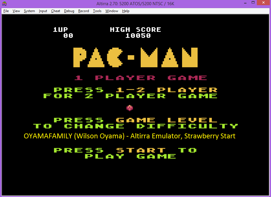 oyamafamily: Pac-Man: Strawberry Start (Atari 5200 Emulated) 10,050 points on 2016-07-25 18:24:18
