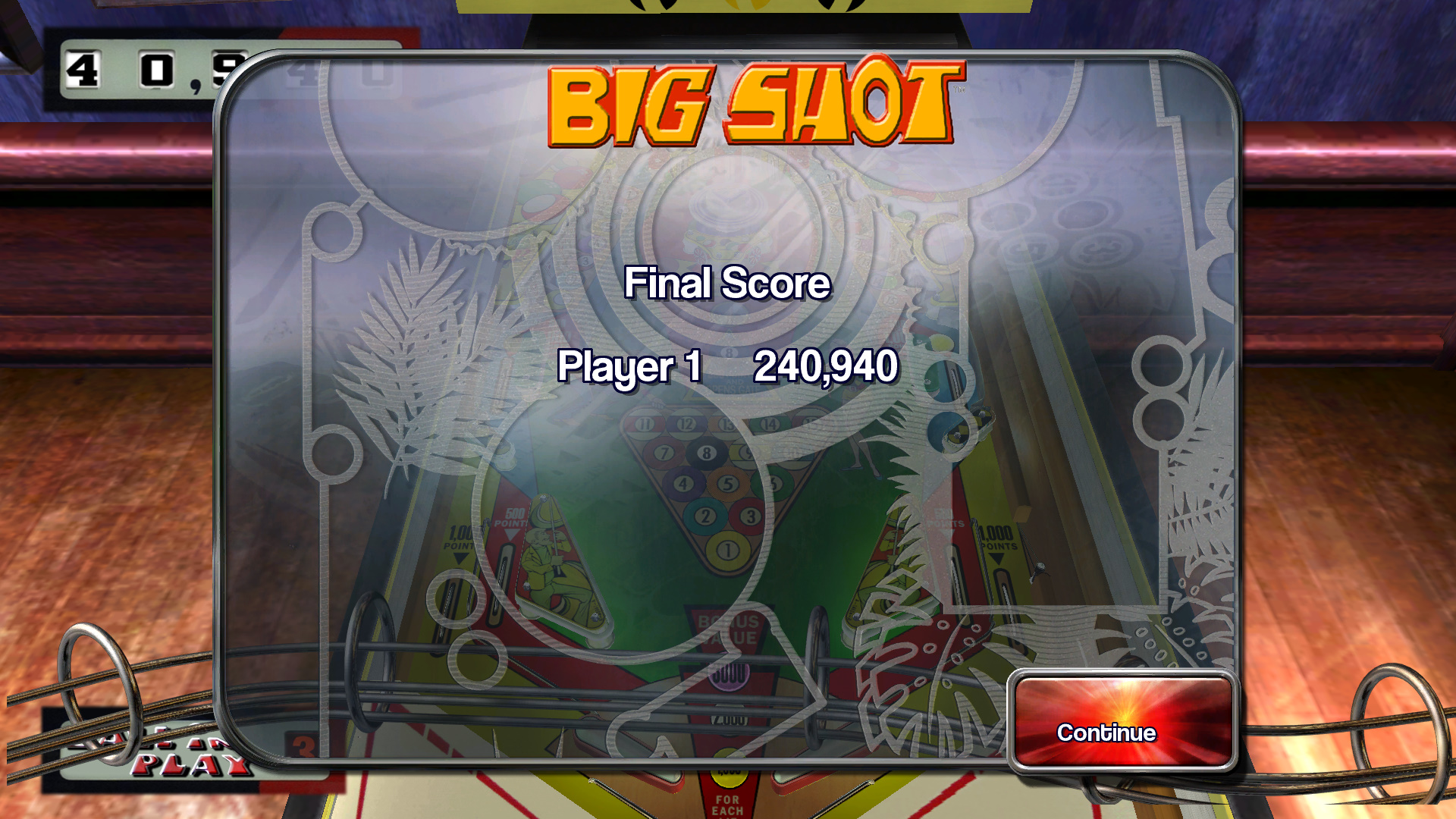 TheTrickster: Pinball Arcade: Big Shot [3 Balls] (PC) 240,940 points on 2015-09-15 03:49:14