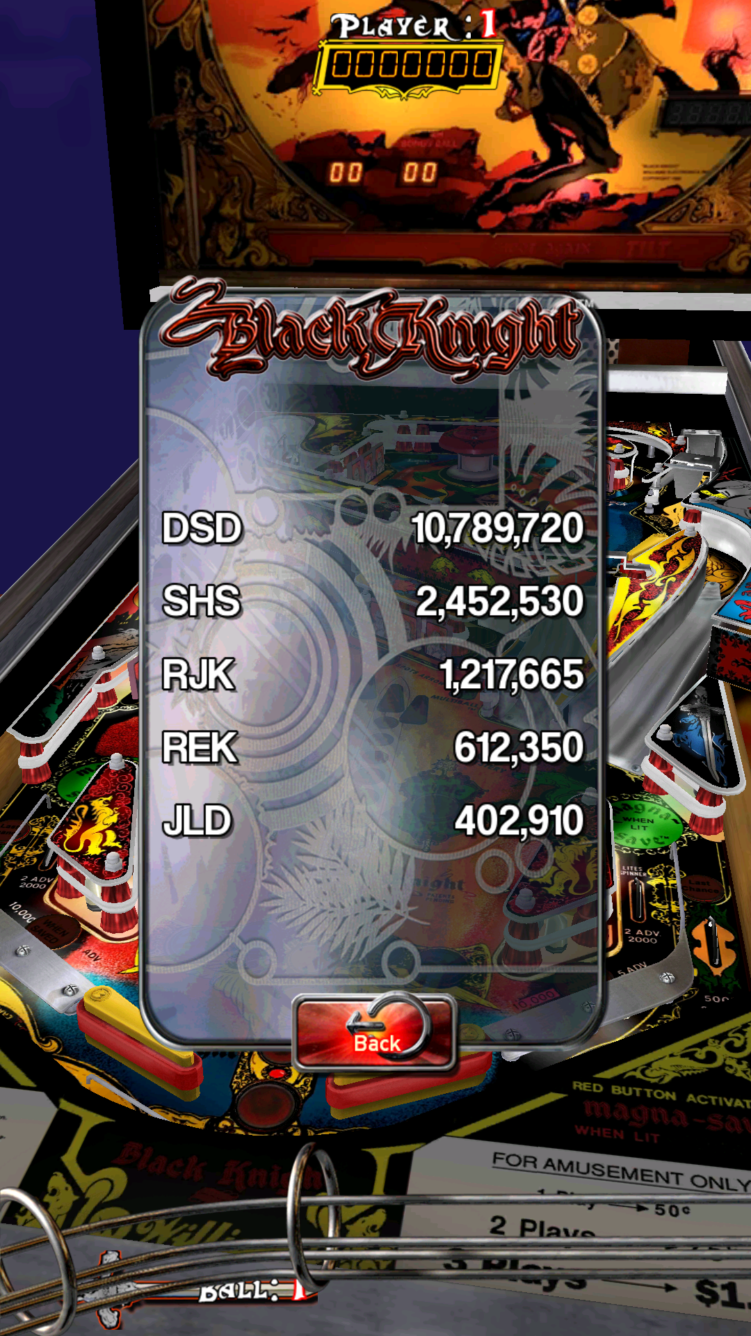 Pinball Arcade: Black Knight 10,789,720 points