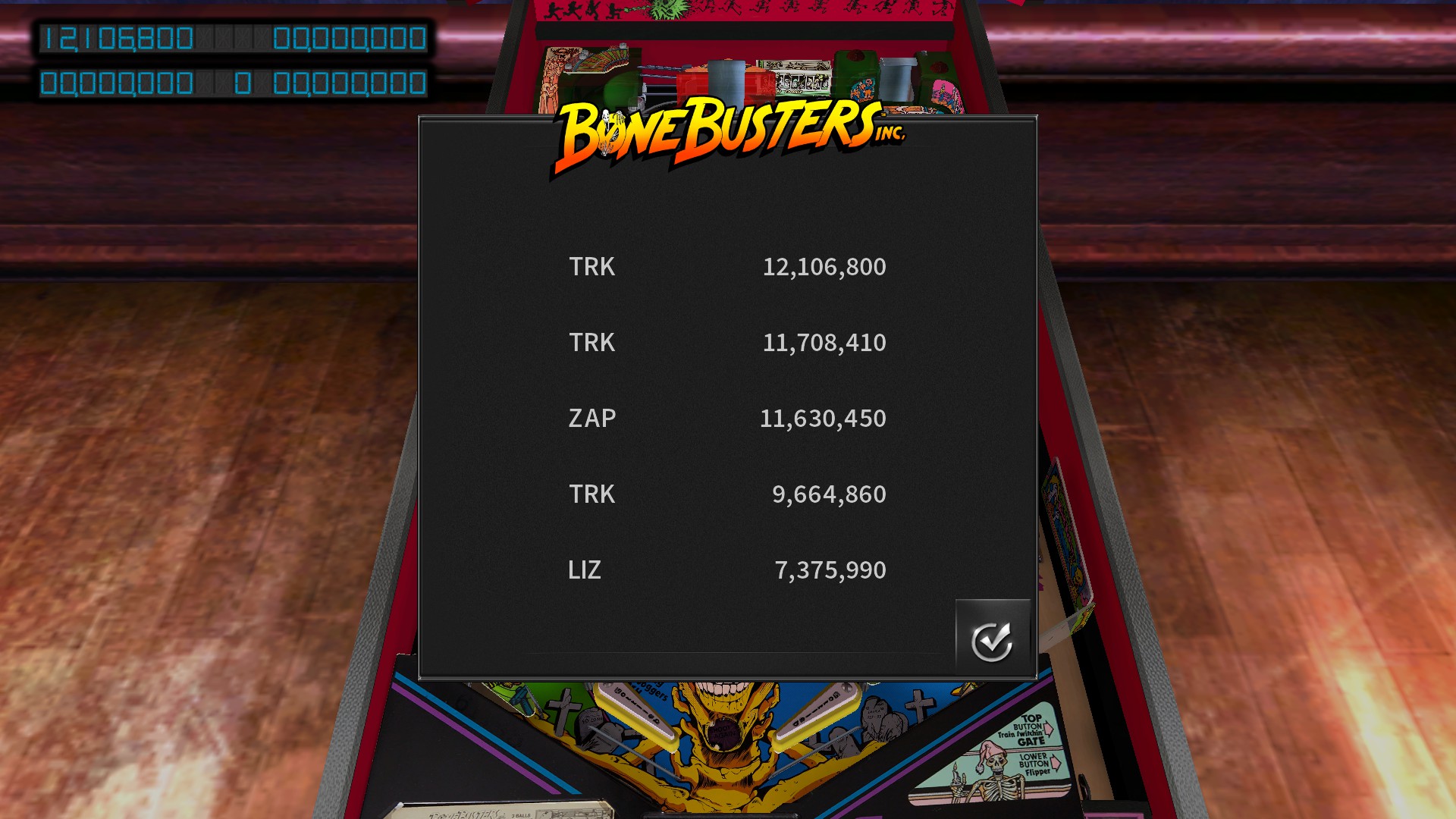 TheTrickster: Pinball Arcade: Bone Busters (PC) 12,106,800 points on 2016-11-23 04:52:43