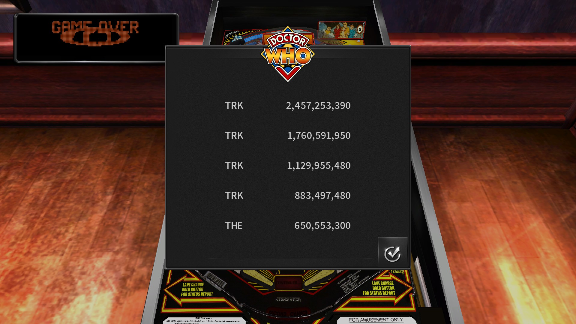 TheTrickster: Pinball Arcade: Doctor Who (PC) 2,457,253,390 points on 2016-11-21 05:25:23
