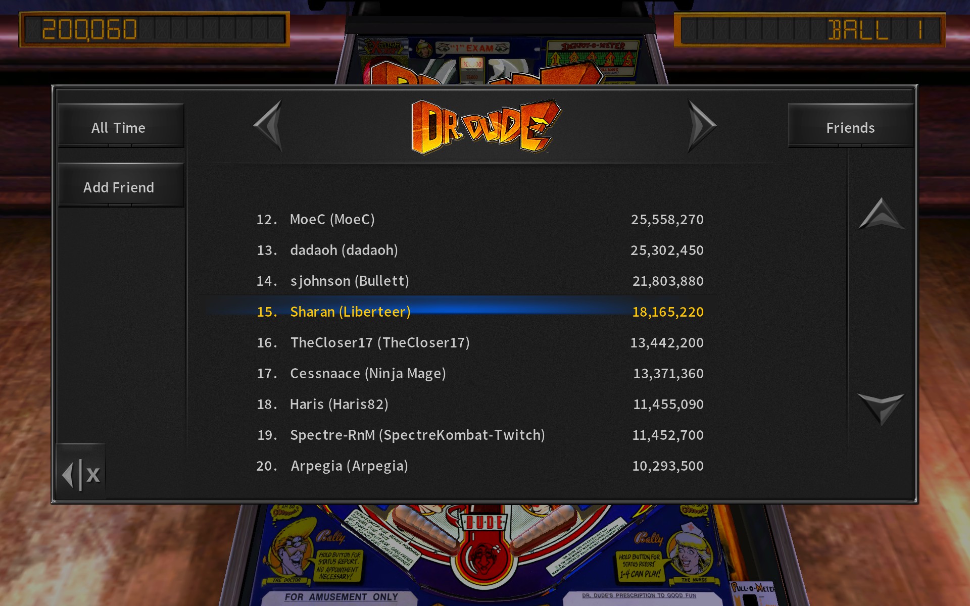 liberteer: Pinball Arcade: Dr. Dude (PC) 18,165,220 points on 2018-05-08 18:17:24