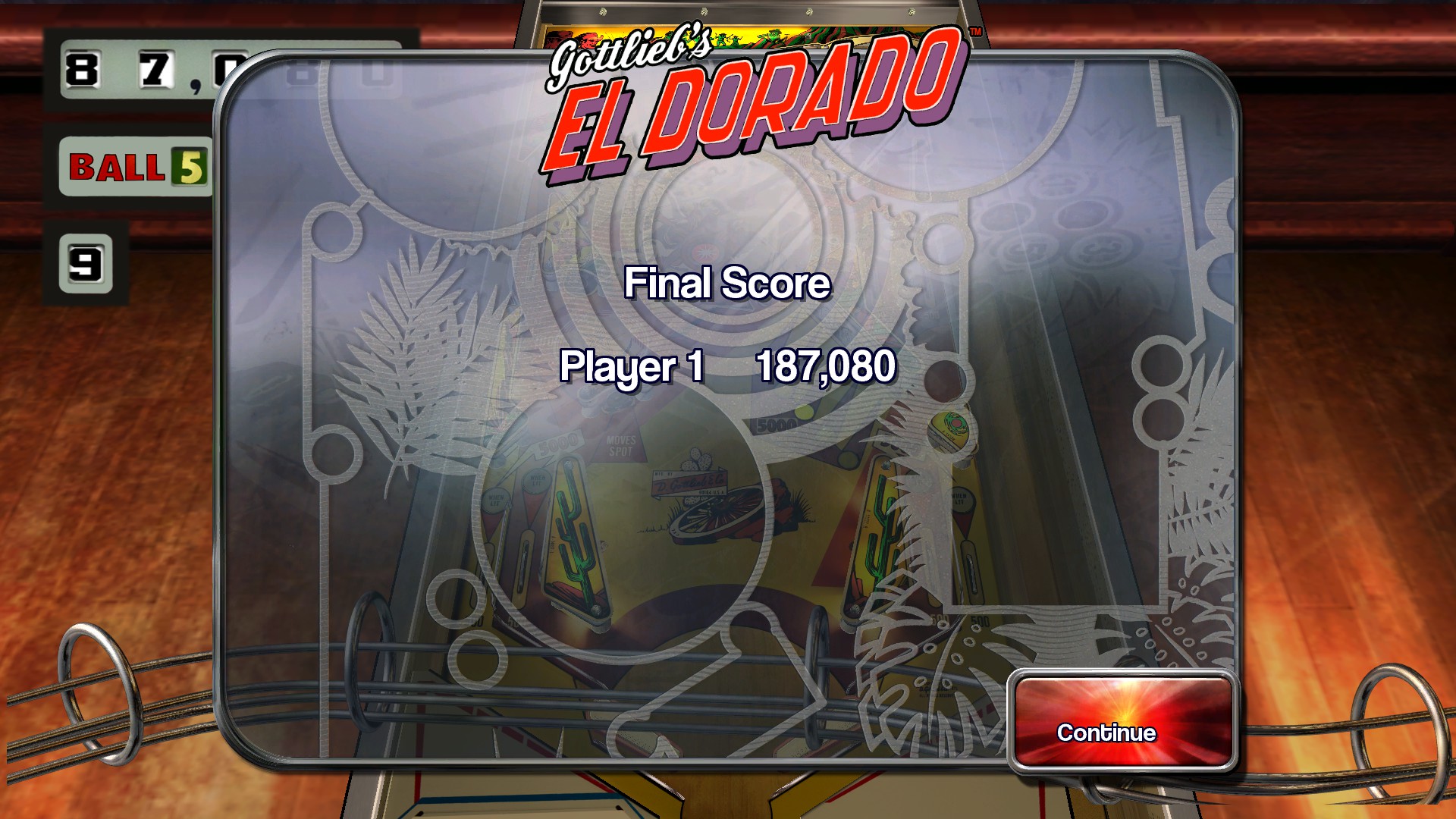 TheTrickster: Pinball Arcade: El Dorado (PC) 187,080 points on 2016-02-12 05:42:10