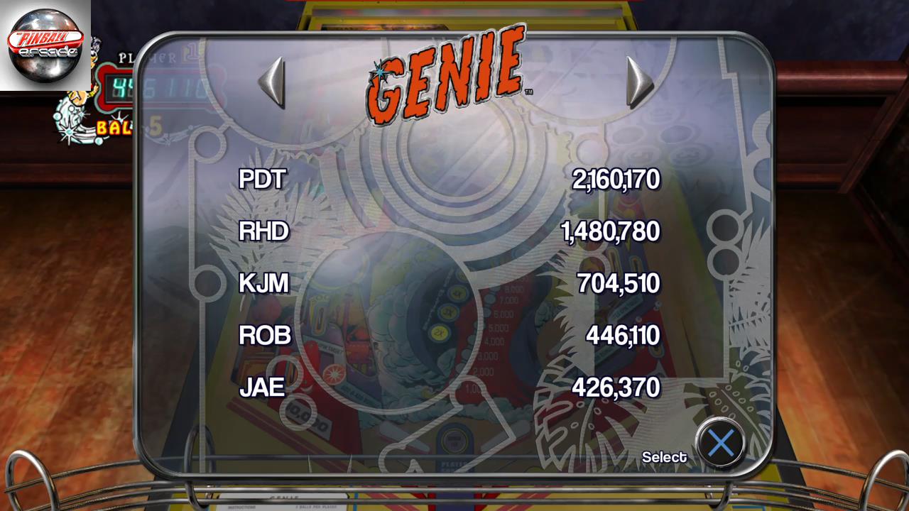 RetroRob: Pinball Arcade: Genie (Playstation 4) 446,110 points on 2019-12-19 12:03:12