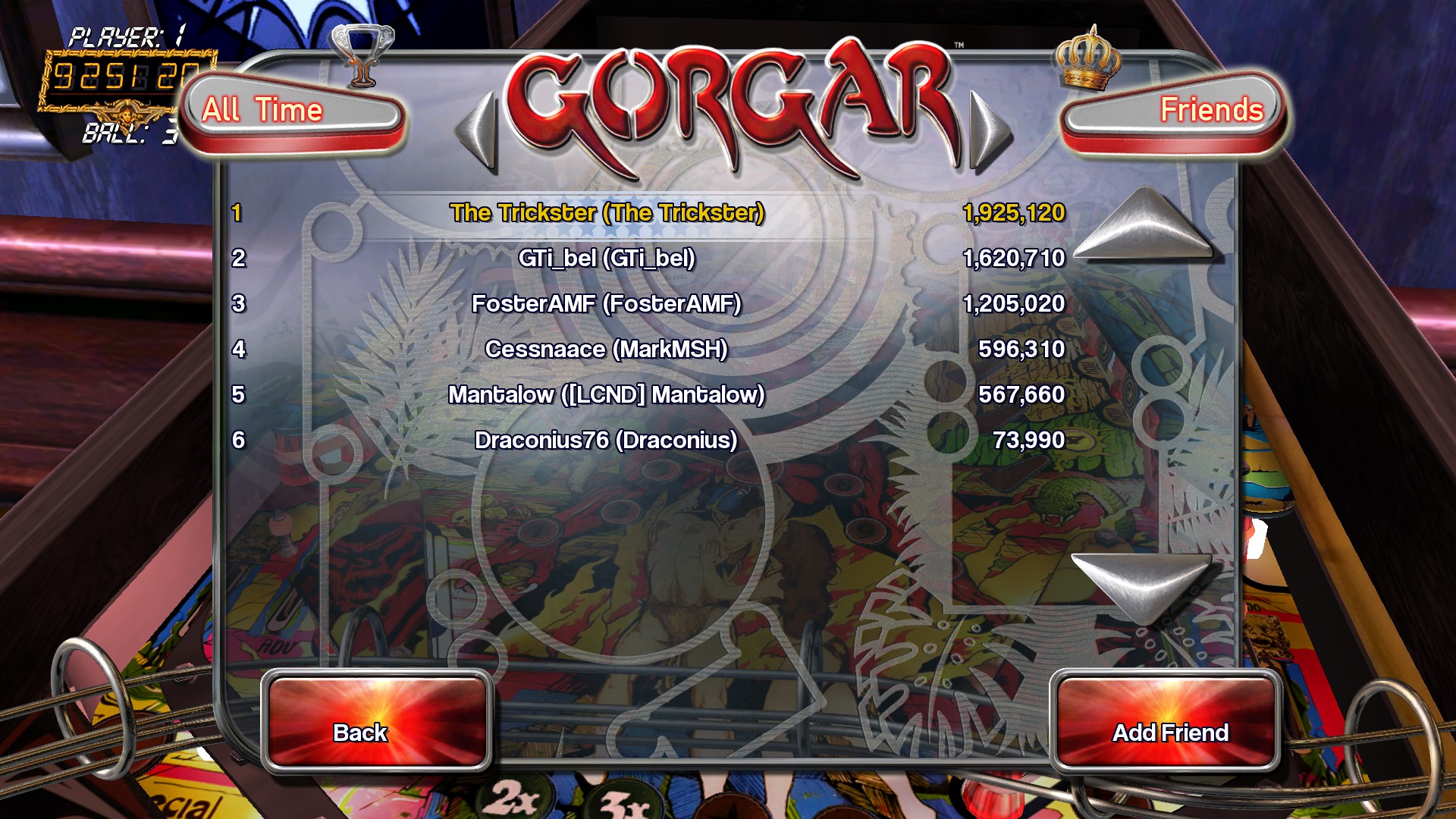 TheTrickster: Pinball Arcade: Gorgar (PC) 1,925,120 points on 2016-05-07 01:34:46