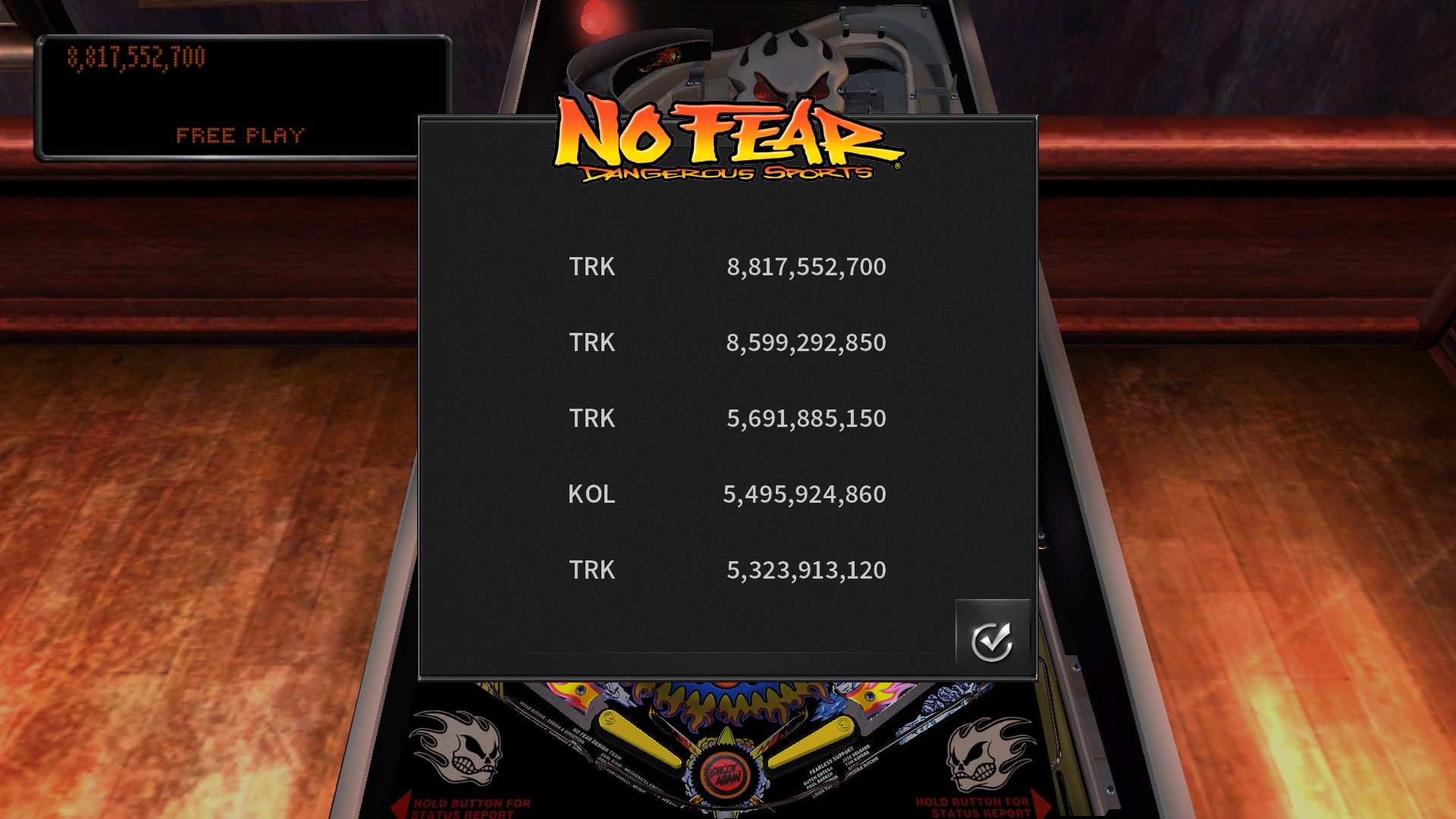 TheTrickster: Pinball Arcade: No Fear: Dangerous Sports (PC) 8,817,552,700 points on 2016-09-01 05:00:07