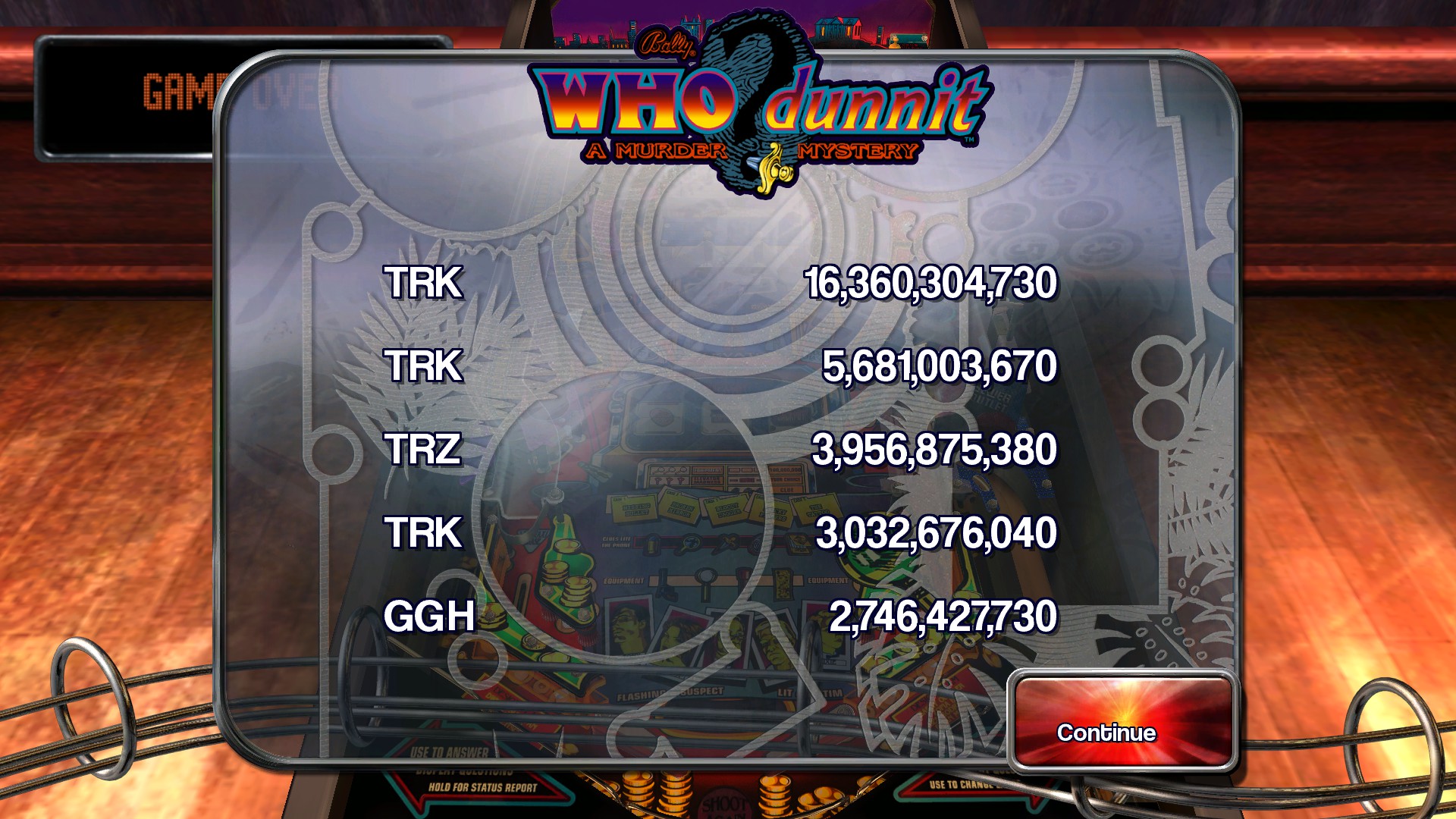 TheTrickster: Pinball Arcade: WHO Dunnit (PC) 16,360,304,730 points on 2015-11-23 01:11:06