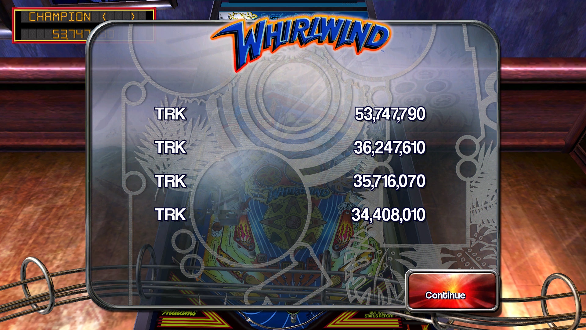TheTrickster: Pinball Arcade: Whirlwind (PC) 53,747,790 points on 2015-10-10 15:33:12