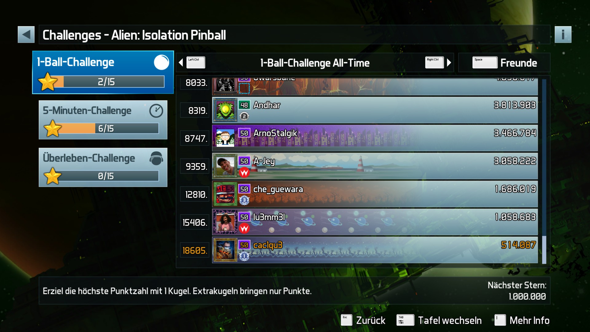 e2e4: Pinball FX3: Alien: Isolation Pinball [1 Ball] (PC) 514,087 points on 2022-09-24 00:05:15