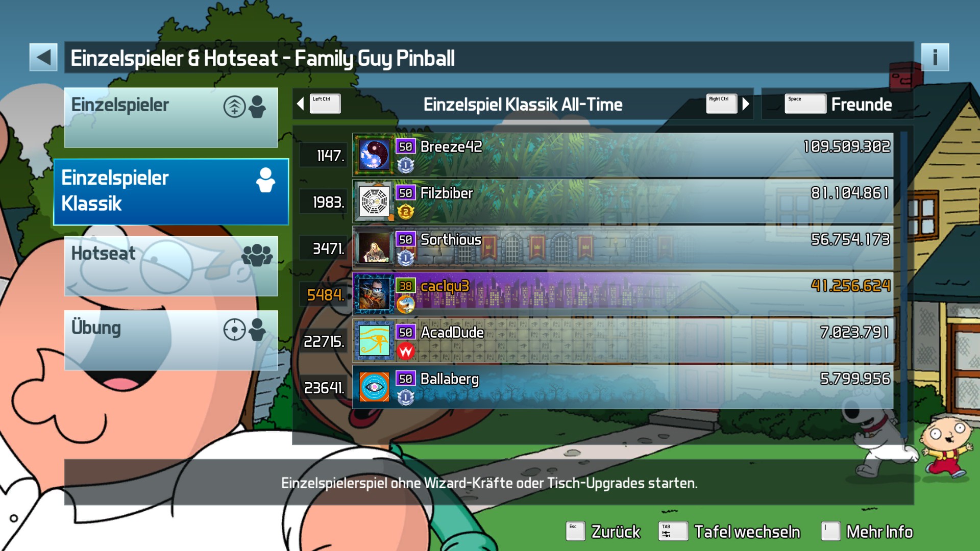 e2e4: Pinball FX3: Family Guy Pinball [Classic] (PC) 41,256,624 points on 2022-05-12 05:41:36