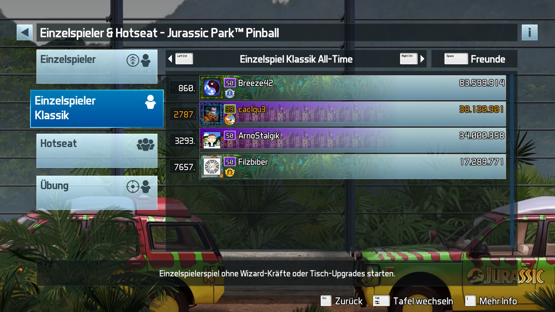 e2e4: Pinball FX3: Jurassic Park Pinball [Classic] (PC) 38,120,901 points on 2022-05-15 18:22:23