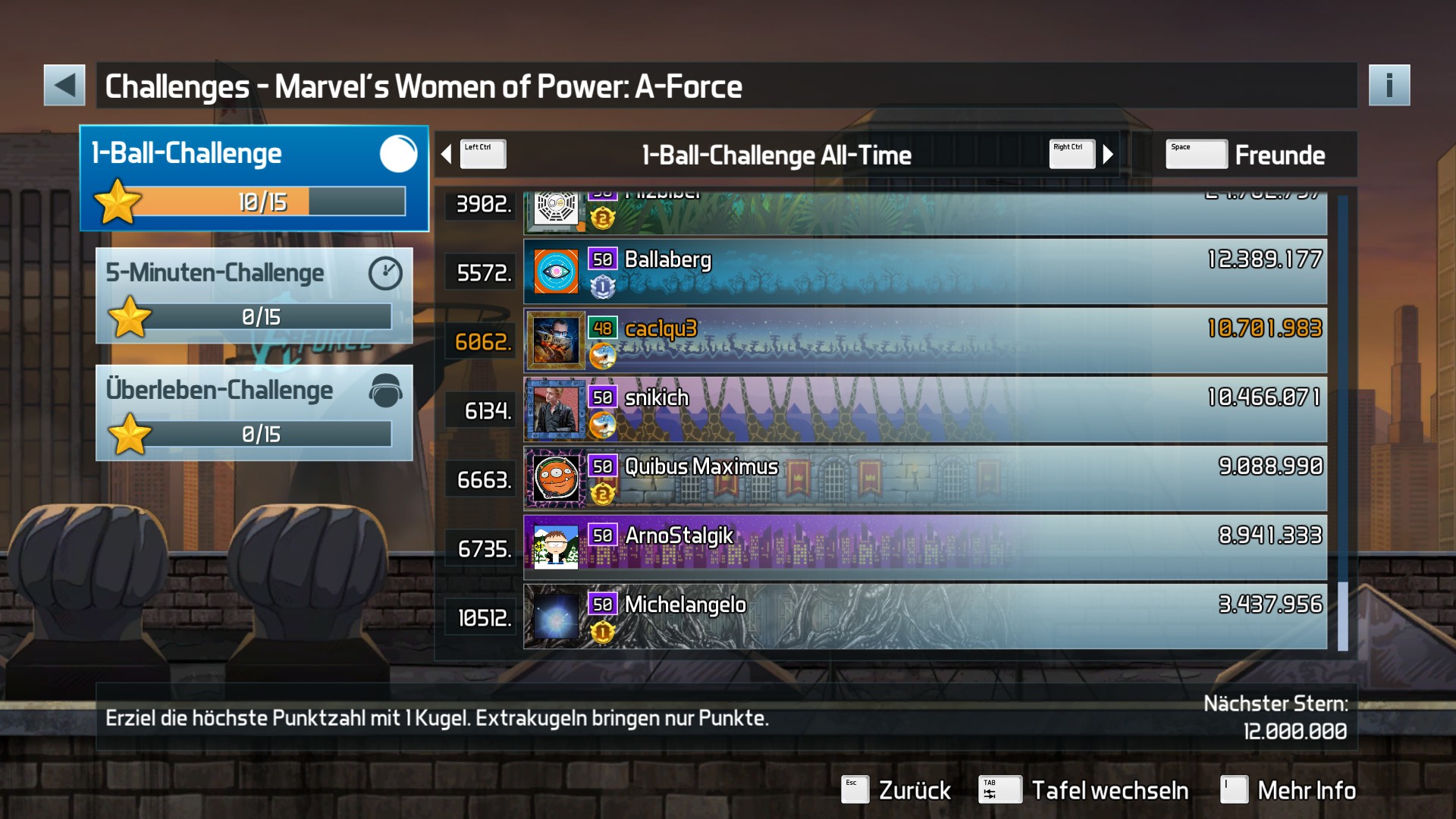 e2e4: Pinball FX3: Marvel’s Women Of Power: A-Force [1 Ball] (PC) 10,701,983 points on 2022-06-12 10:57:01