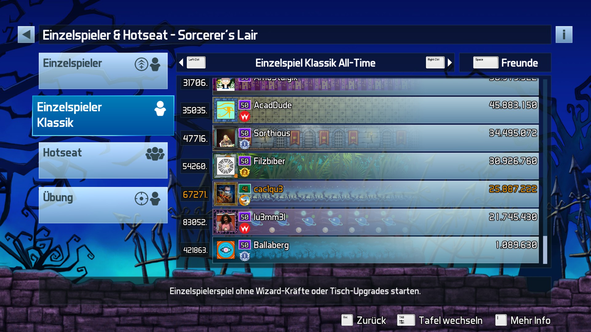 e2e4: Pinball FX3: Sorcerer’s Lair [Classic] (PC) 25,887,222 points on 2022-05-18 17:26:14