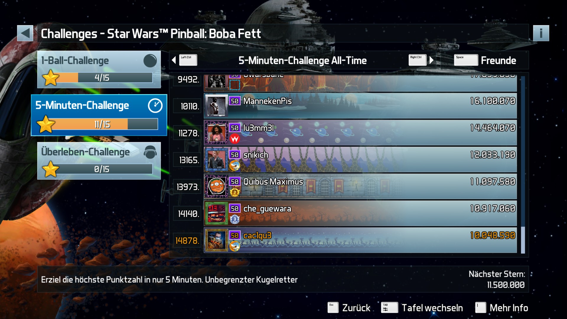 e2e4: Pinball FX3: Star Wars Pinball: Boba Fett [5 Minute] (PC) 10,048,590 points on 2022-06-21 00:07:11