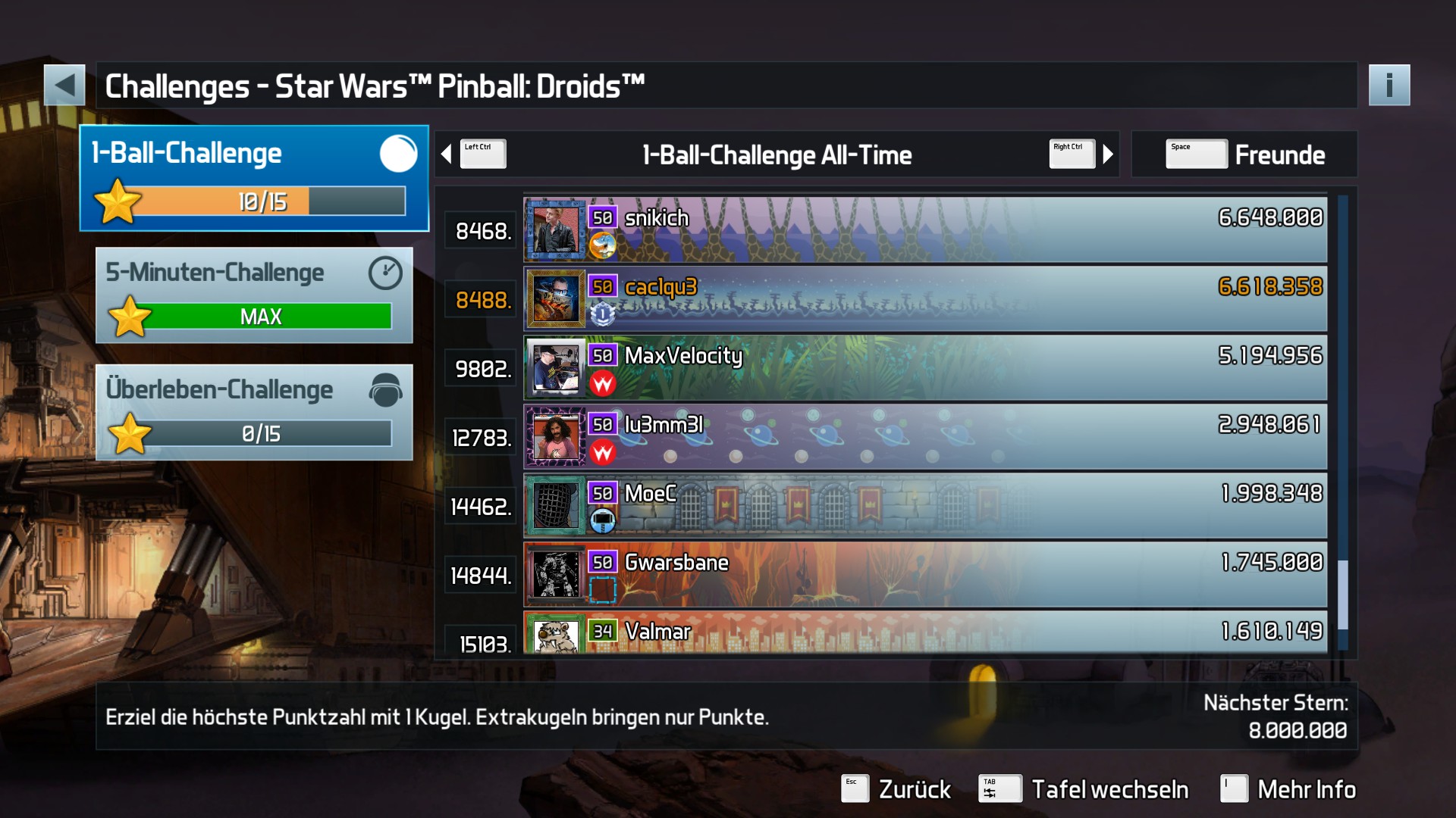 e2e4: Pinball FX3: Star Wars Pinball: Droids [1 Ball] (PC) 6,618,358 points on 2022-09-27 00:31:33