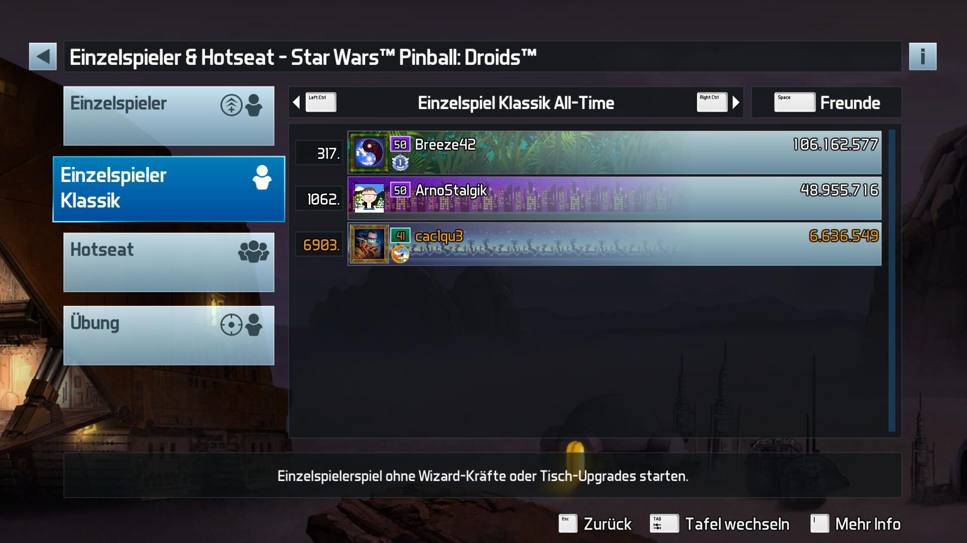 e2e4: Pinball FX3: Star Wars Pinball: Droids [Classic] (PC) 6,636,549 points on 2022-05-18 17:42:34