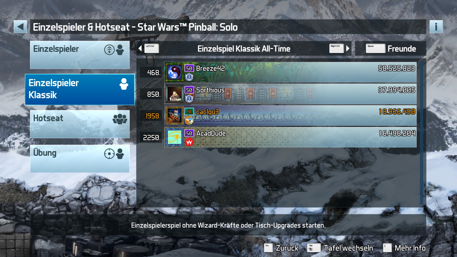 e2e4: Pinball FX3: Star Wars Pinball: Solo [Classic] (PC) 18,966,450 points on 2022-05-19 08:31:52