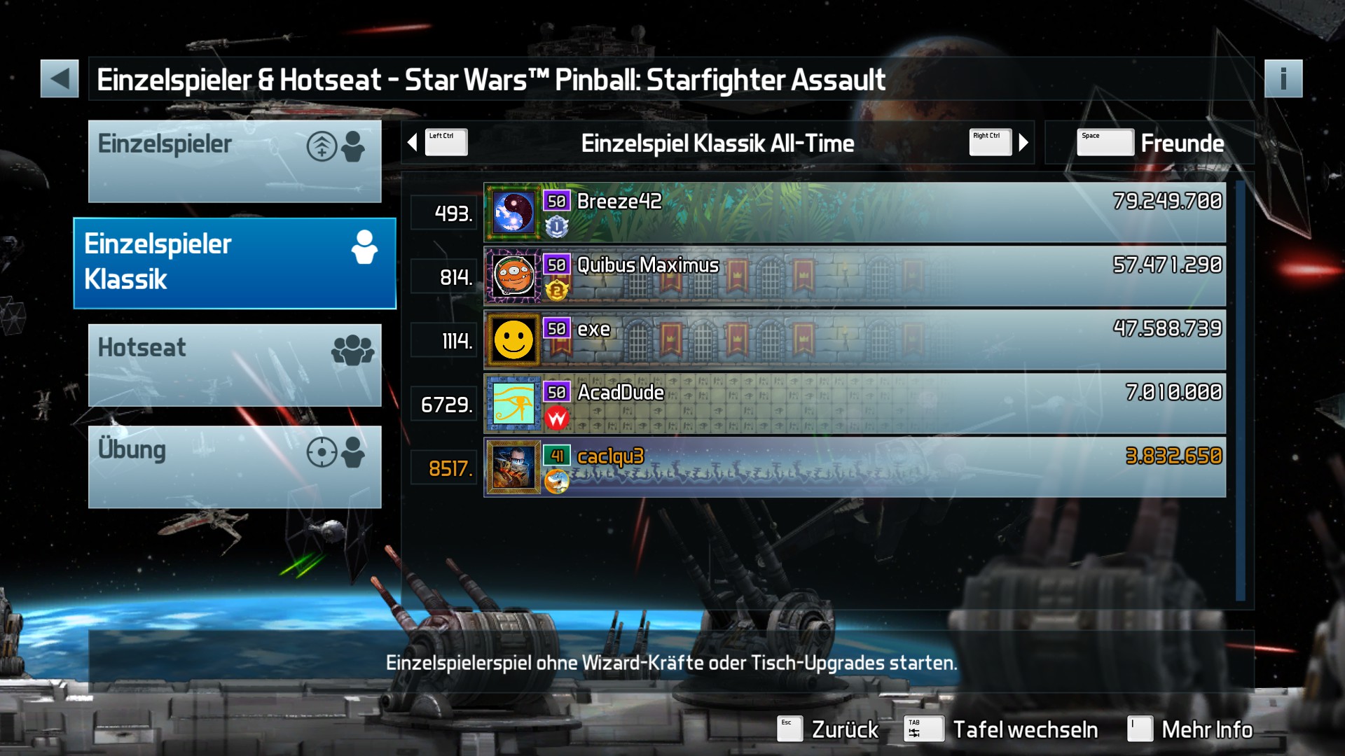 e2e4: Pinball FX3: Star Wars Pinball: Starfighter Assault [Classic] (PC) 3,832,650 points on 2022-05-19 12:23:41