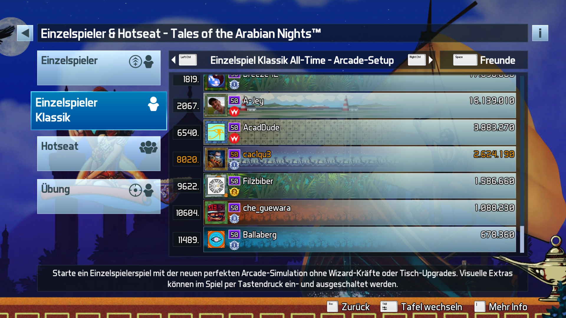 e2e4: Pinball FX3: Tales Of The Arabian Nights [Arcade] (PC) 2,624,190 points on 2022-09-19 19:42:50