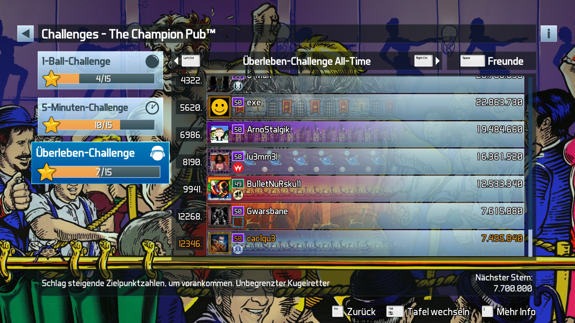 e2e4: Pinball FX3: The Champion Pub [Survivor] (PC) 7,495,840 points on 2022-09-22 15:23:35