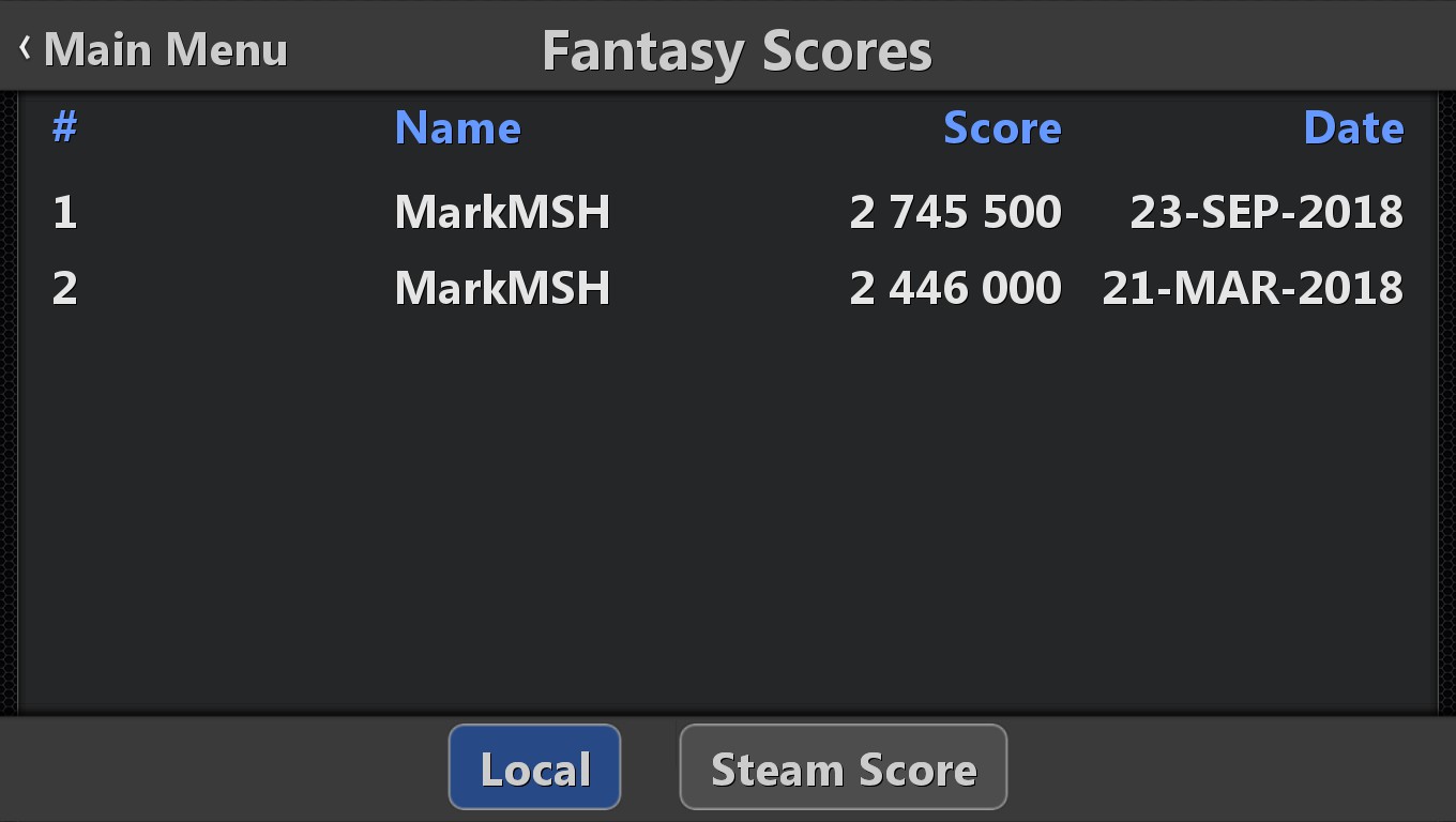 Mark: Pinball HD Collection: Fantasy (PC) 2,745,500 points on 2018-12-24 00:28:16