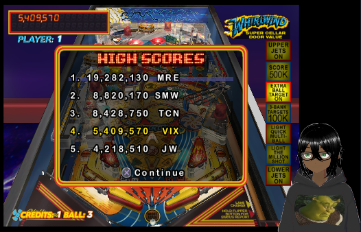Pinball Hall of Fame: The Williams Collection: Whirlwind 5,409,570 points