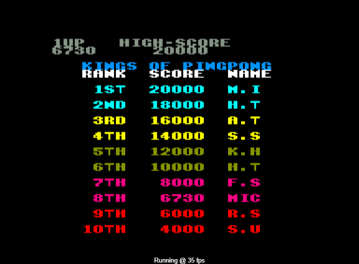BZHGames: Ping Pong [Start Level 1] (Amstrad CPC Emulated) 6,730 points on 2021-02-12 13:13:38