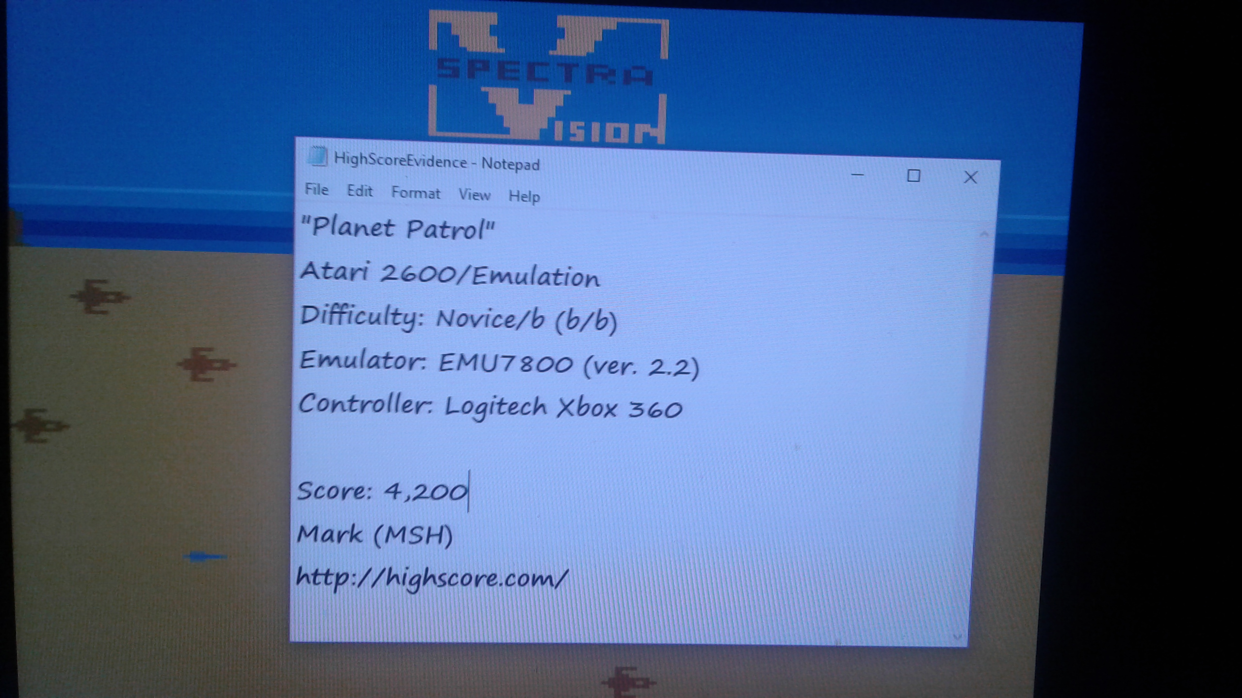 Mark: Planet Patrol (Atari 2600 Emulated Novice/B Mode) 4,200 points on 2019-02-25 01:37:42