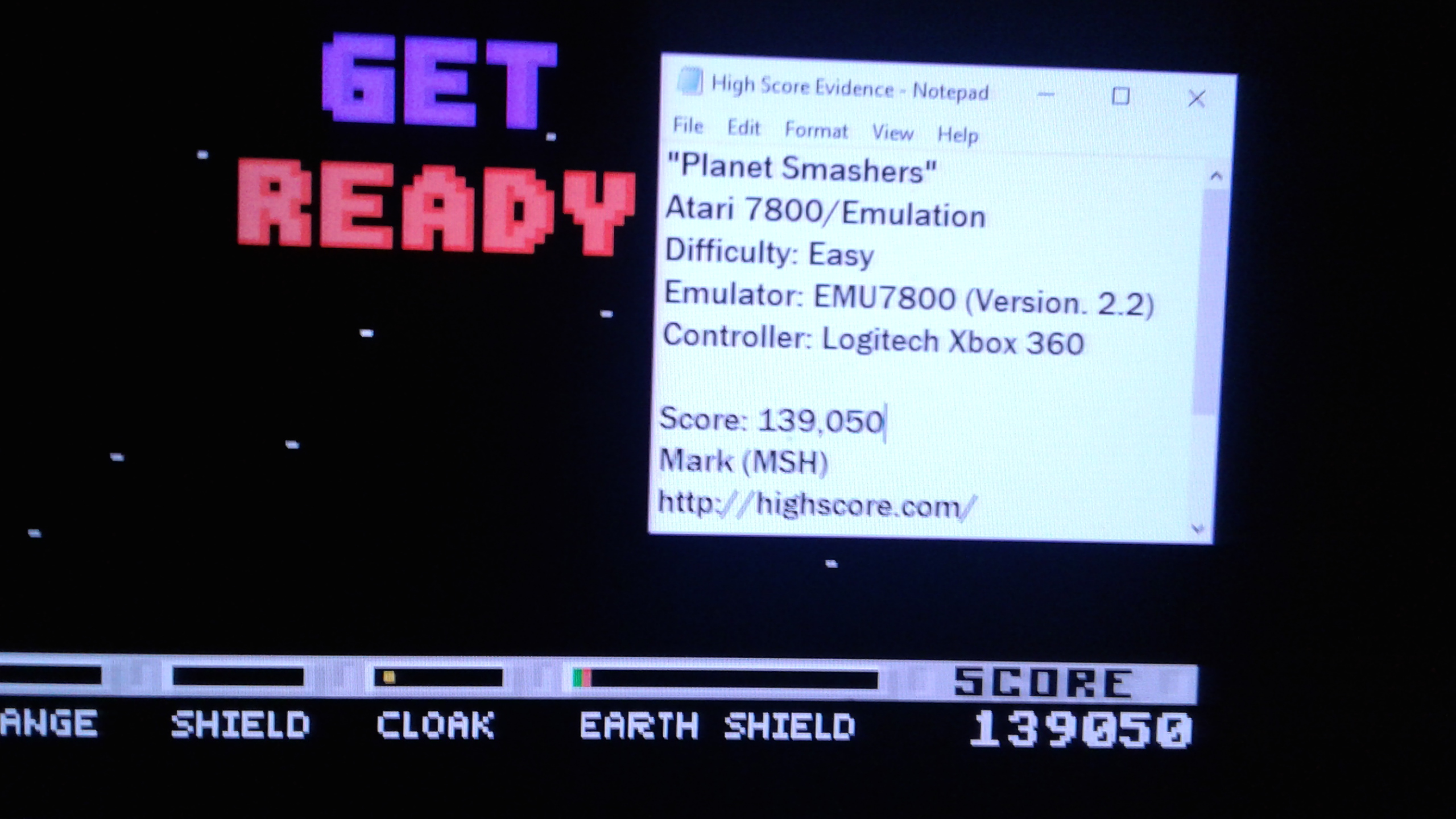 Mark: Planet Smashers: Easy (Atari 7800 Emulated) 139,050 points on 2019-04-13 02:06:52