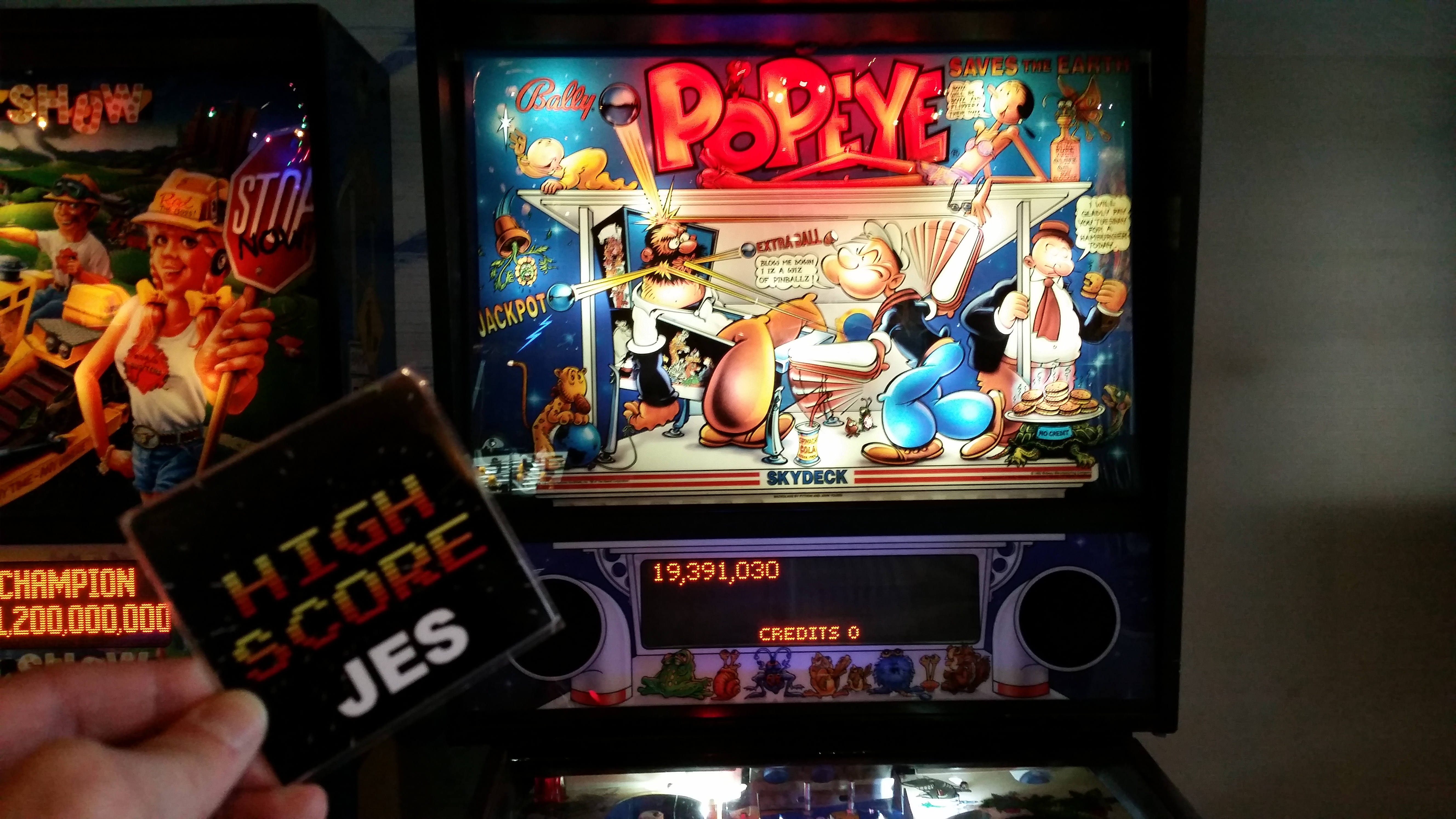 JES: Popeye Saves the Earth (Pinball: 3 Balls) 19,391,030 points on 2017-05-15 21:31:20
