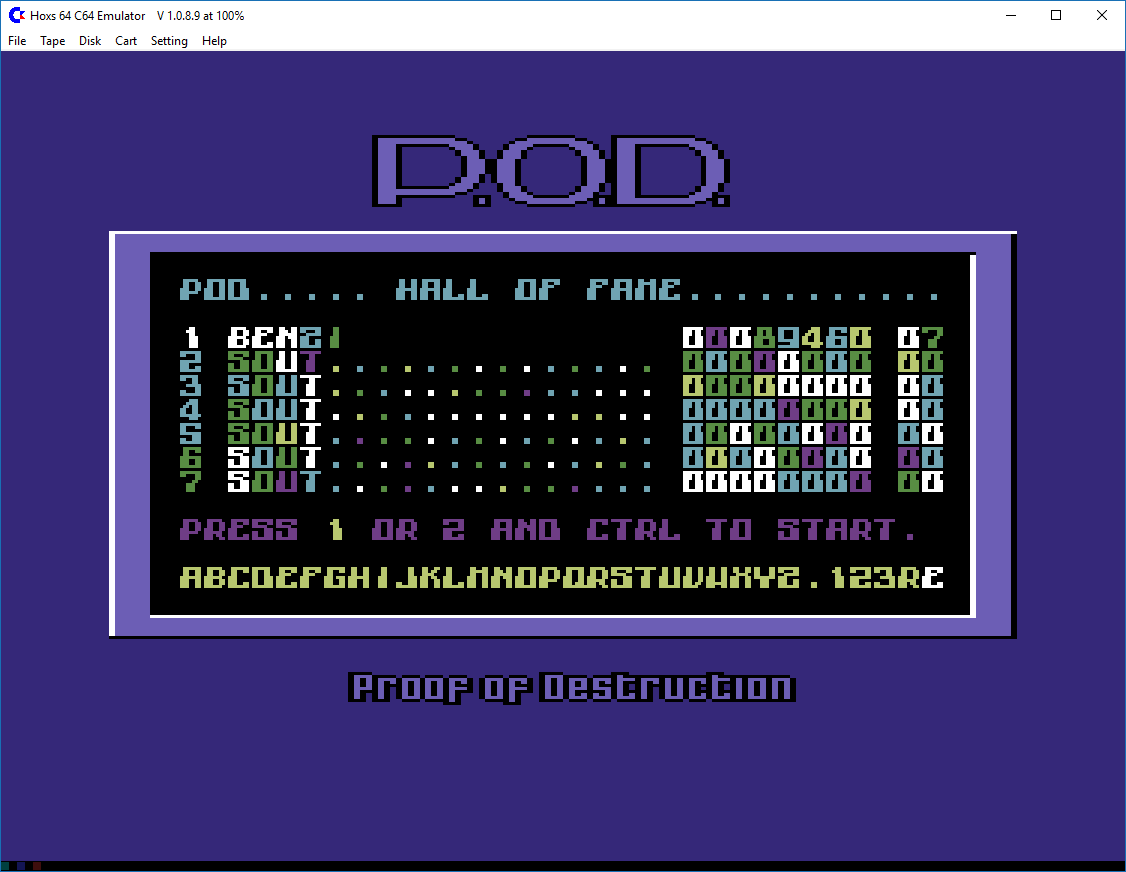 Benzi: Proof of Destruction [P.O.D.] (Commodore 64 Emulated) 89,460 points on 2016-10-25 05:54:05