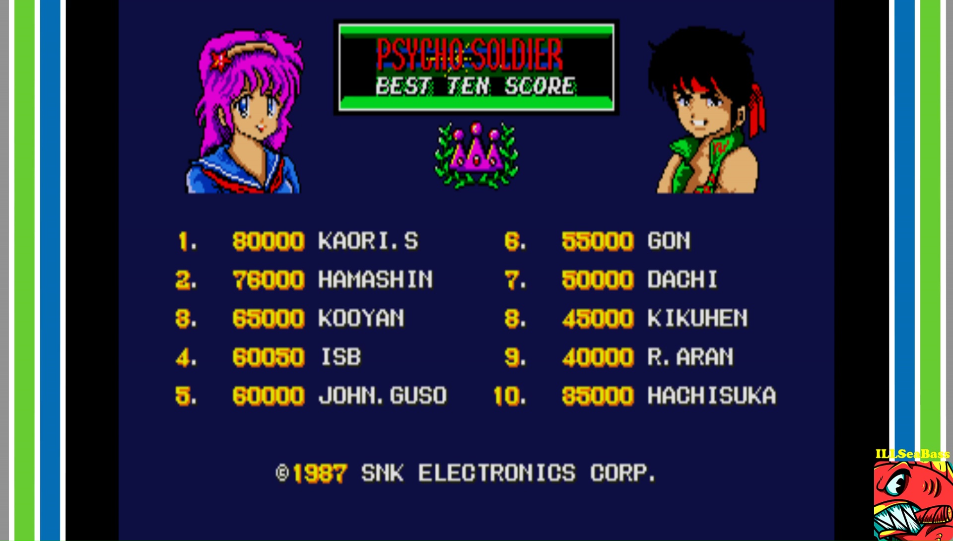 ILLSeaBass: Psycho Soldier (Arcade Emulated / M.A.M.E.) 60,050 points on 2017-08-28 23:53:46